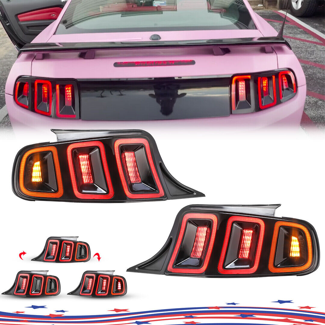 LED Tail Light For 2010-14 Ford Mustang Shelby Sequential Red Brake Signal Lamps
