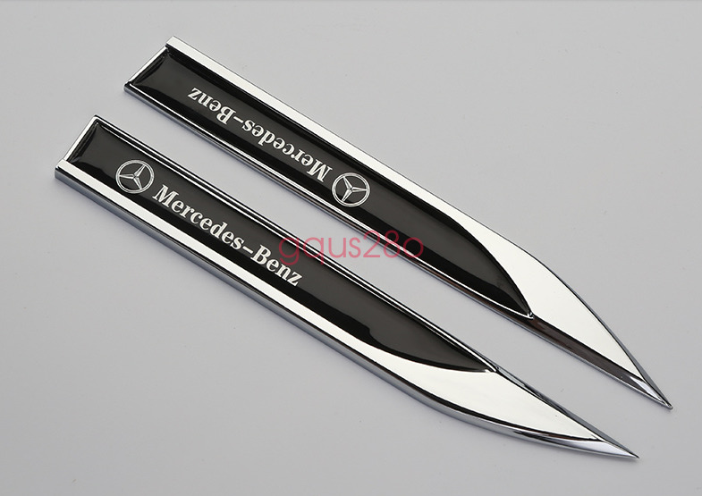 2pcs Auto Car Metal Knife Badge Emblem Decal Sticker For Mercedes Benz