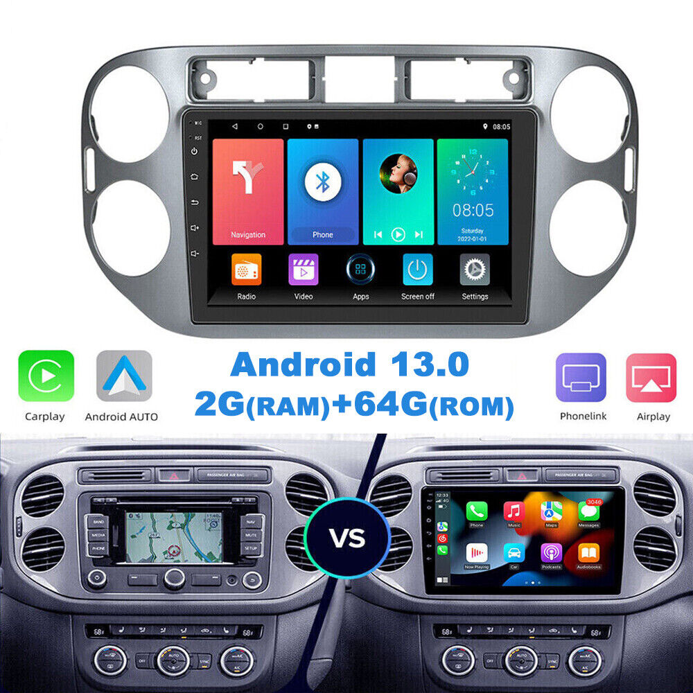 For VW Volkswagen Tiguan 2009-2017 Android 13 Car GPS Carplay Stereo Radio 9''