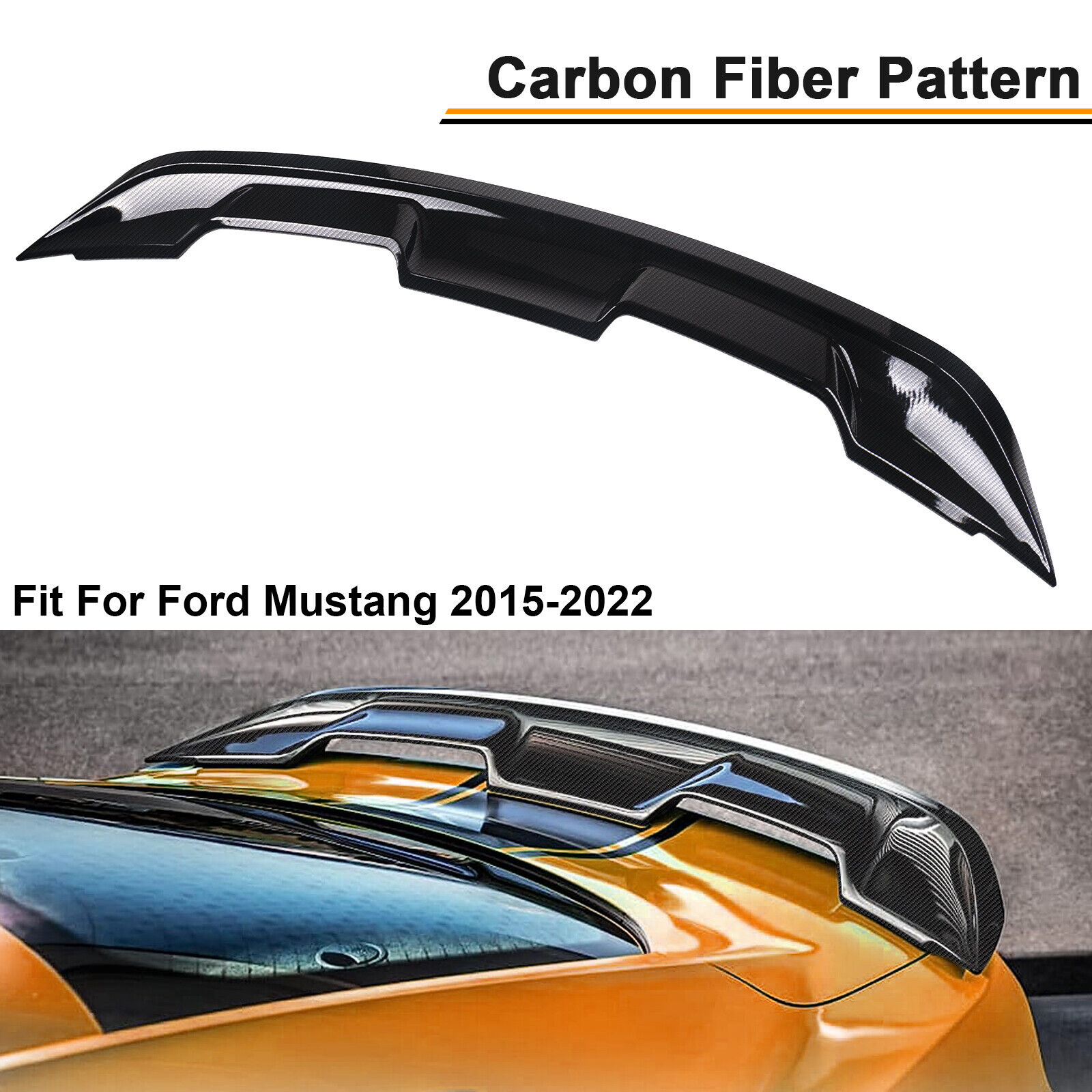 Fit 2015-2022 Ford Mustang GT350 GT500 Trunk Spoiler Wing Lip Carbon Fiber