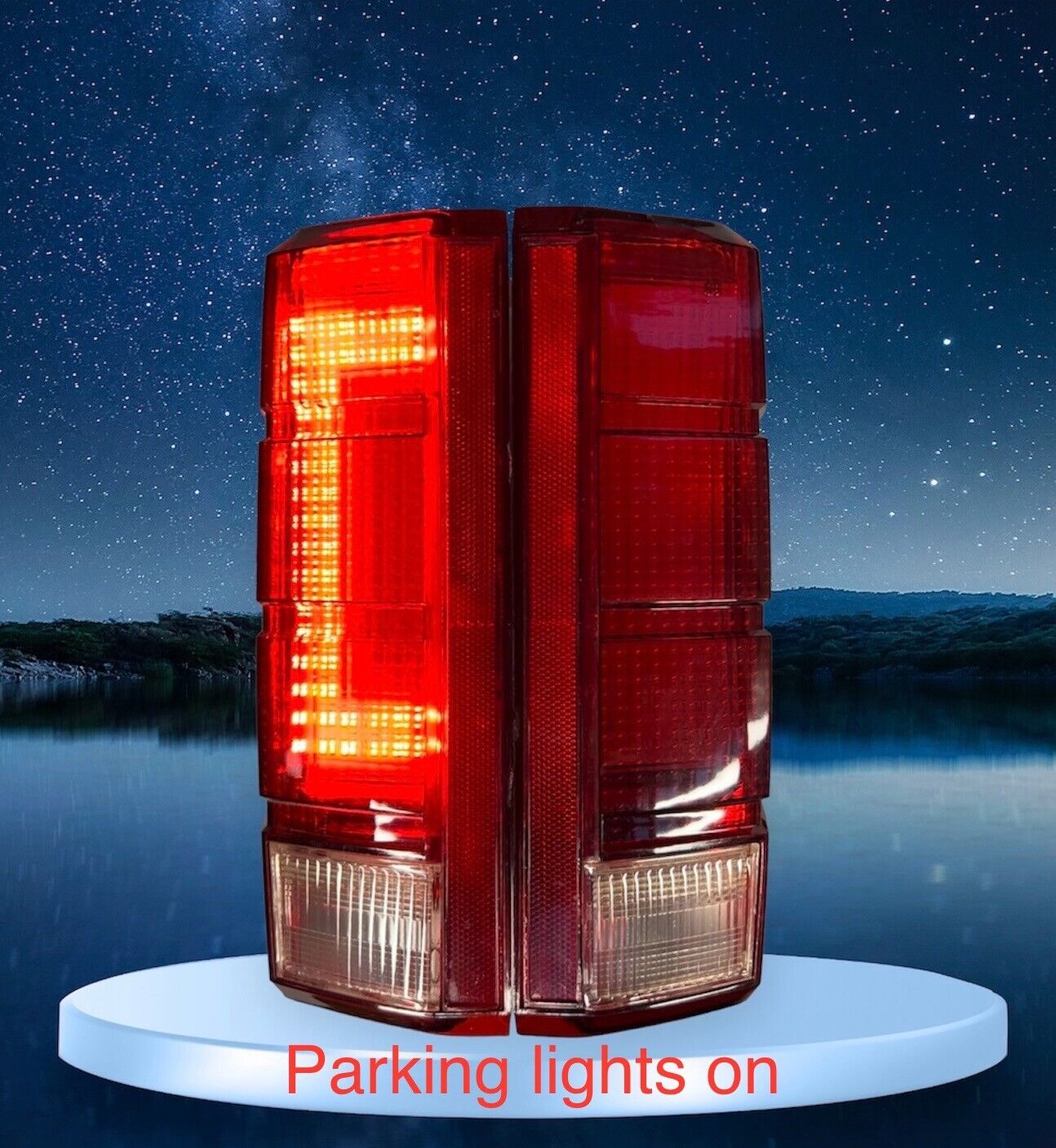 FORD F150 F250 TRUCK BRONCO 1980-1986 RED TAIL LIGHTS W Built-In LED Hardware
