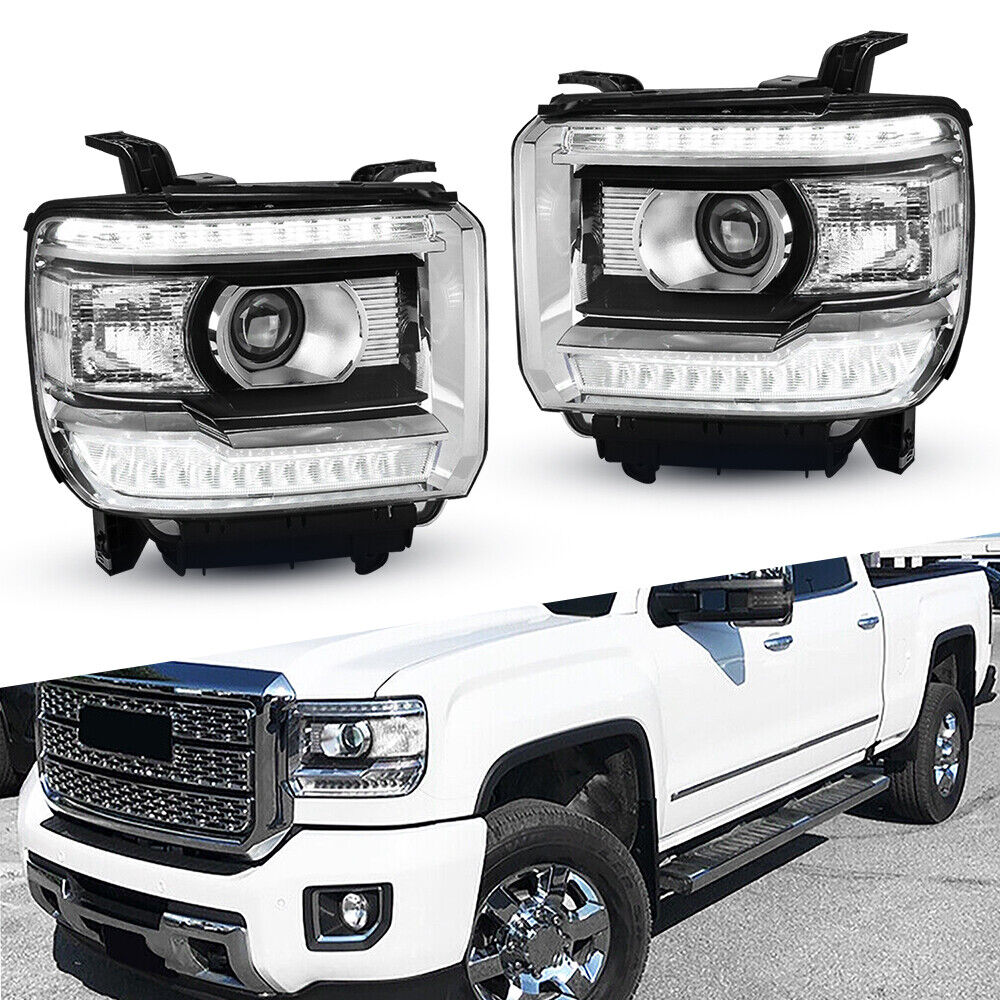 Headlight Set FOR 2014-2018 GMC Sierra 1500 2015-2019 Sierra 2500 HD 3500 HD EXC