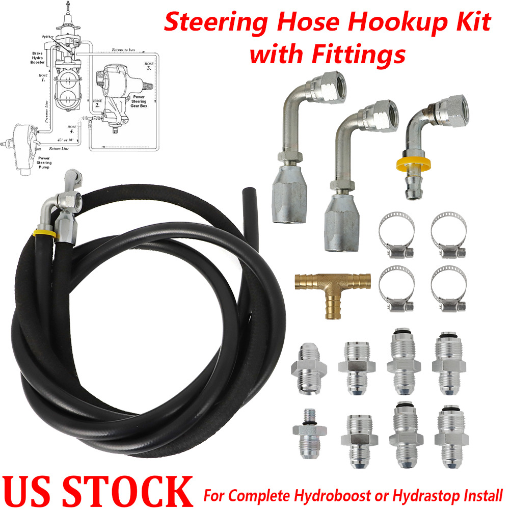 For Hydroboost Power Brake Booster Power Steering Hose Hookup Kit w/ Fitting US