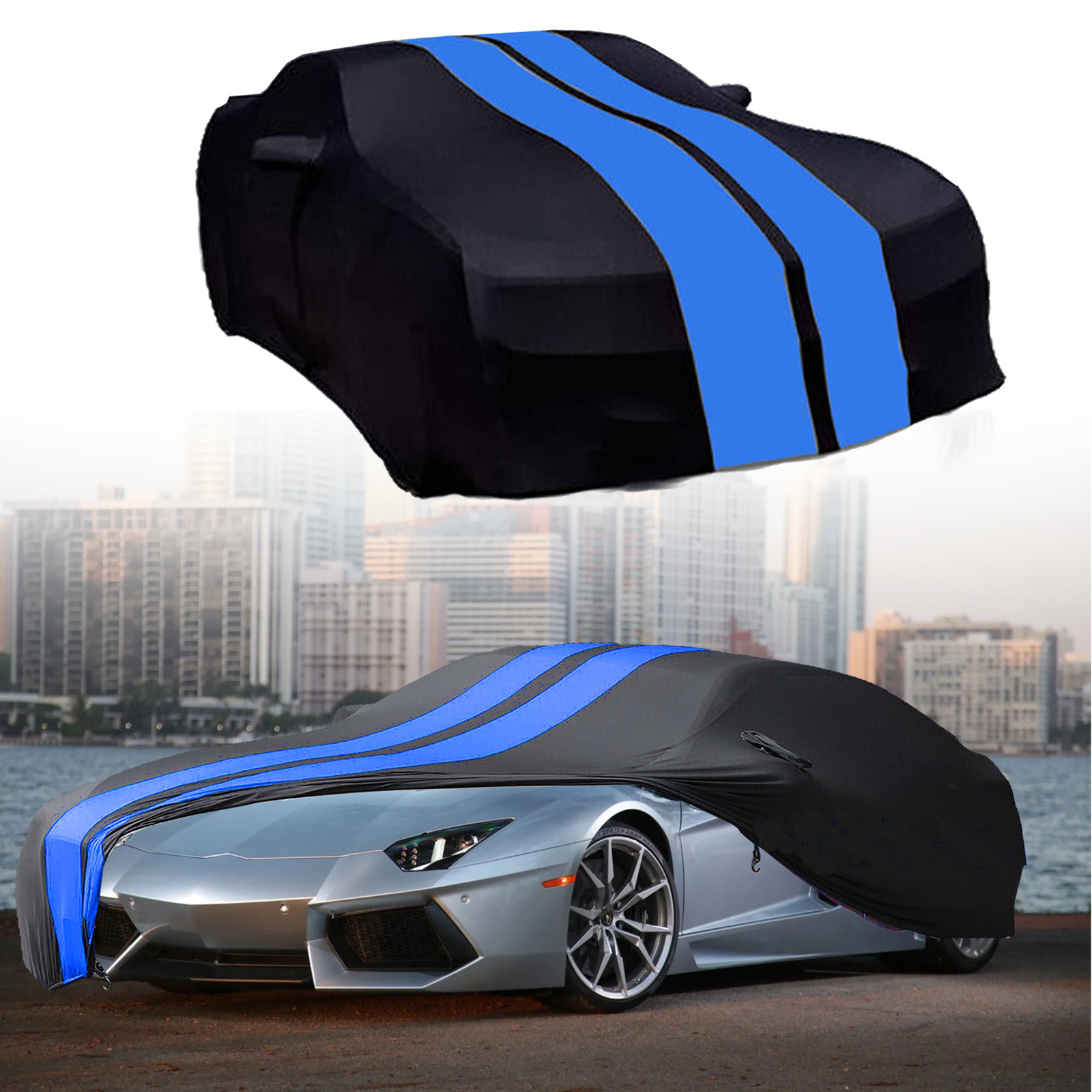 Blue/Black Indoor Car Cover Stain Stretch Dustproof For Lamborghini  Aventador