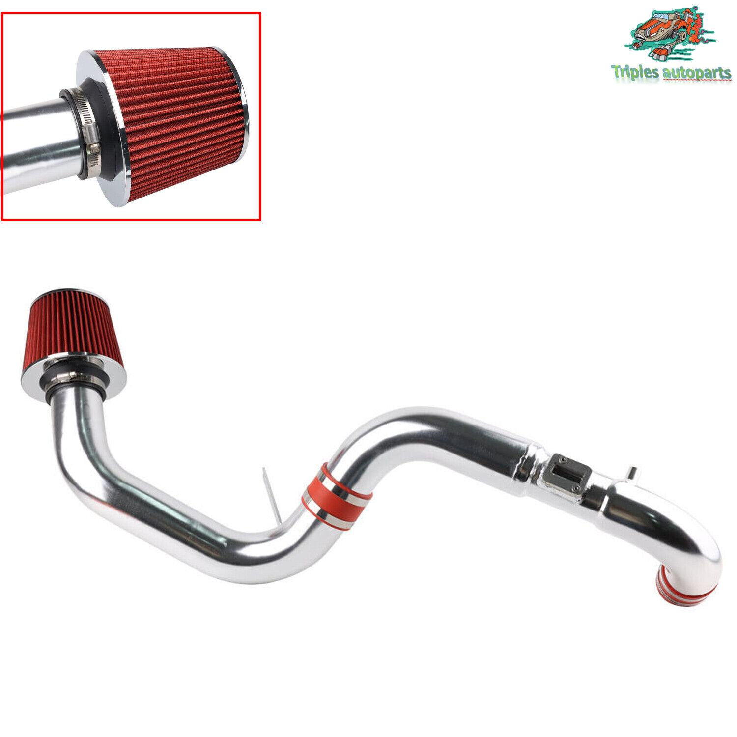 3\'\' Cold Air Intake Pipe Dry Filter Kit For Honda Civic EX LX DX 1.8L 2006-2011