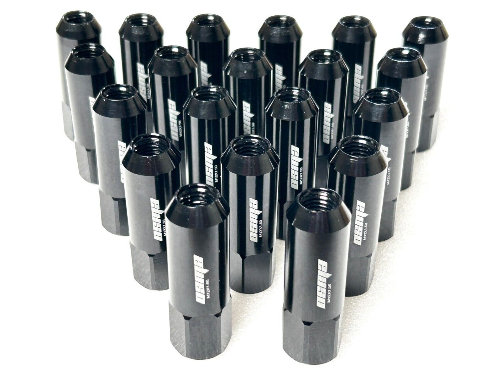 20pcs Black M12X1.5 60mm Extended Forged Aluminum Tuner Racing Wheel Lug Nuts