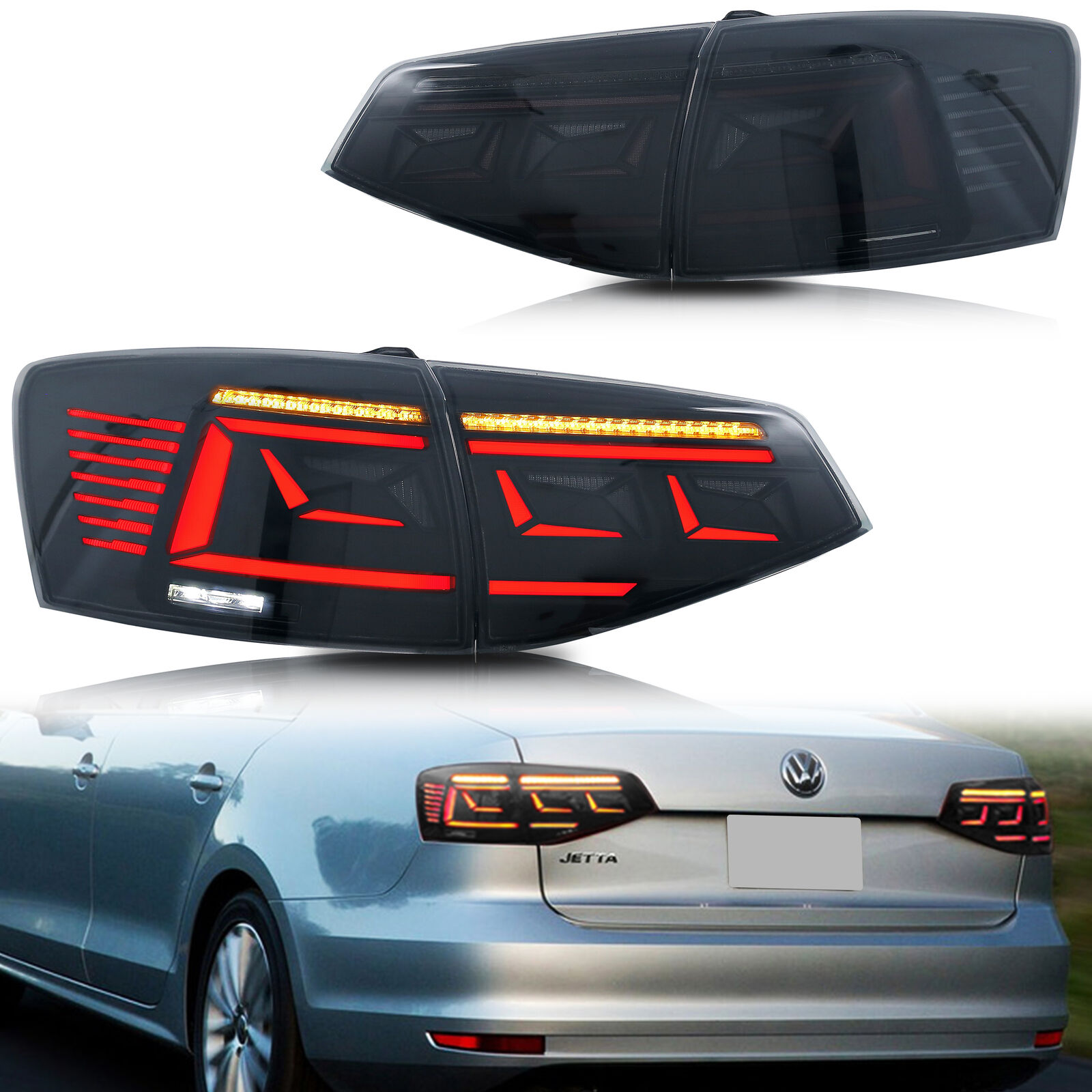 LED Sequential Tail Lights for VW Jetta 2015-2018 Volkswagen Animation Rear Lamp