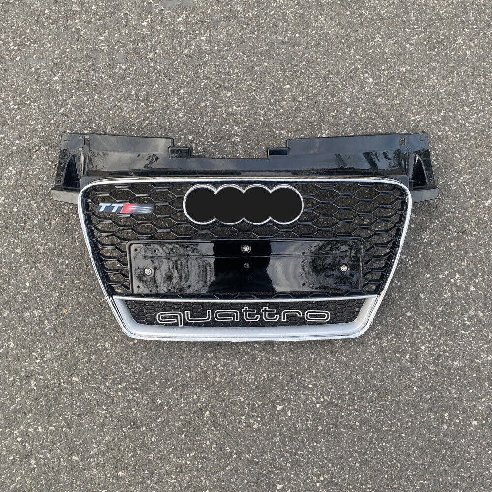 For Audi TT TTS 2008-2014 TTRS Style Honeycomb Front bumper Grille Chrome Black