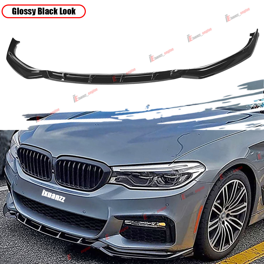 For BMW 5 Series G30 G31 G38 540i M Sport 2017-20 Glossy Black Front Bumper Lip