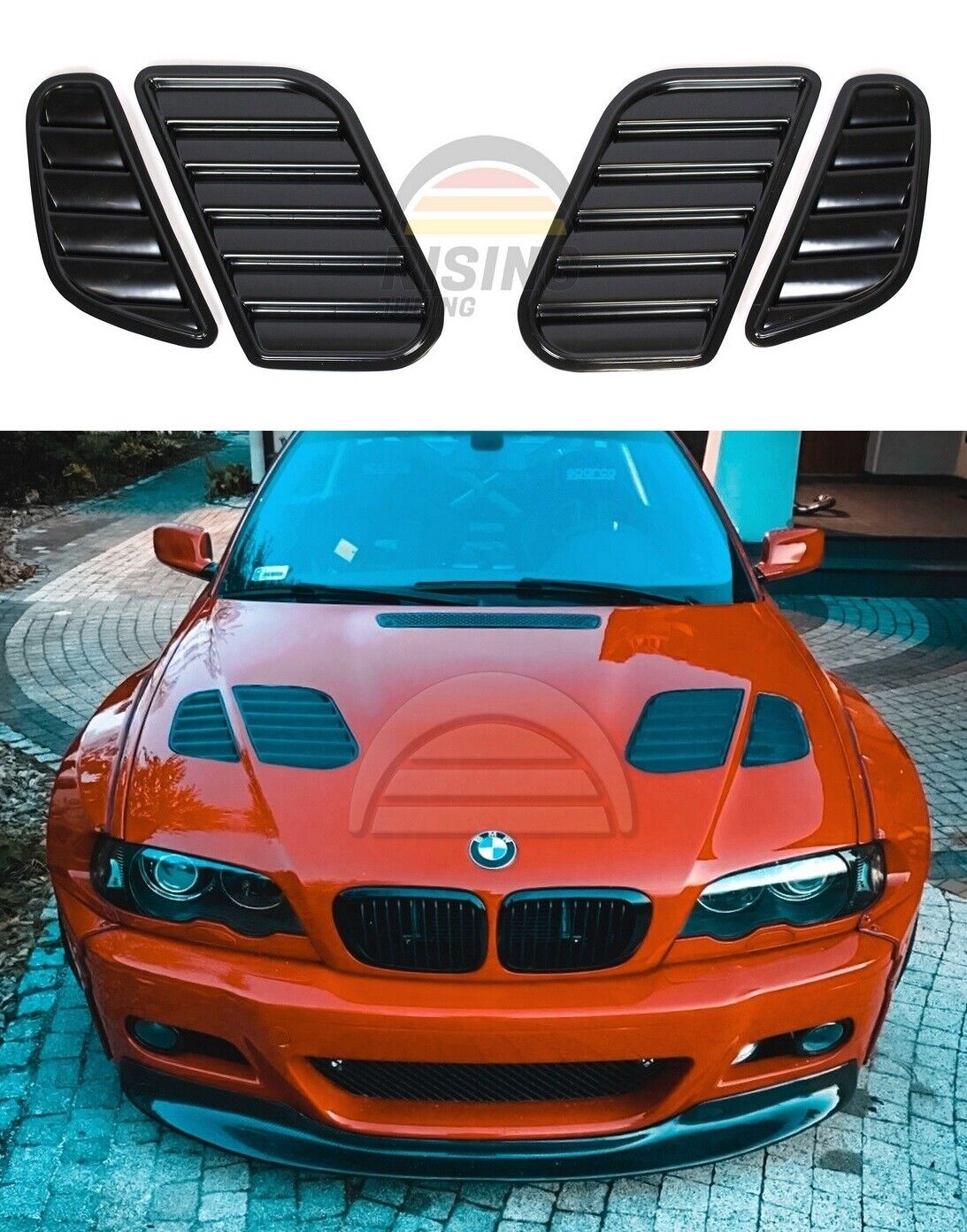Hood Vents for BMW 3 e46 2001 - 2005 Bonnet Gills Vorsteiner style M3 GTR