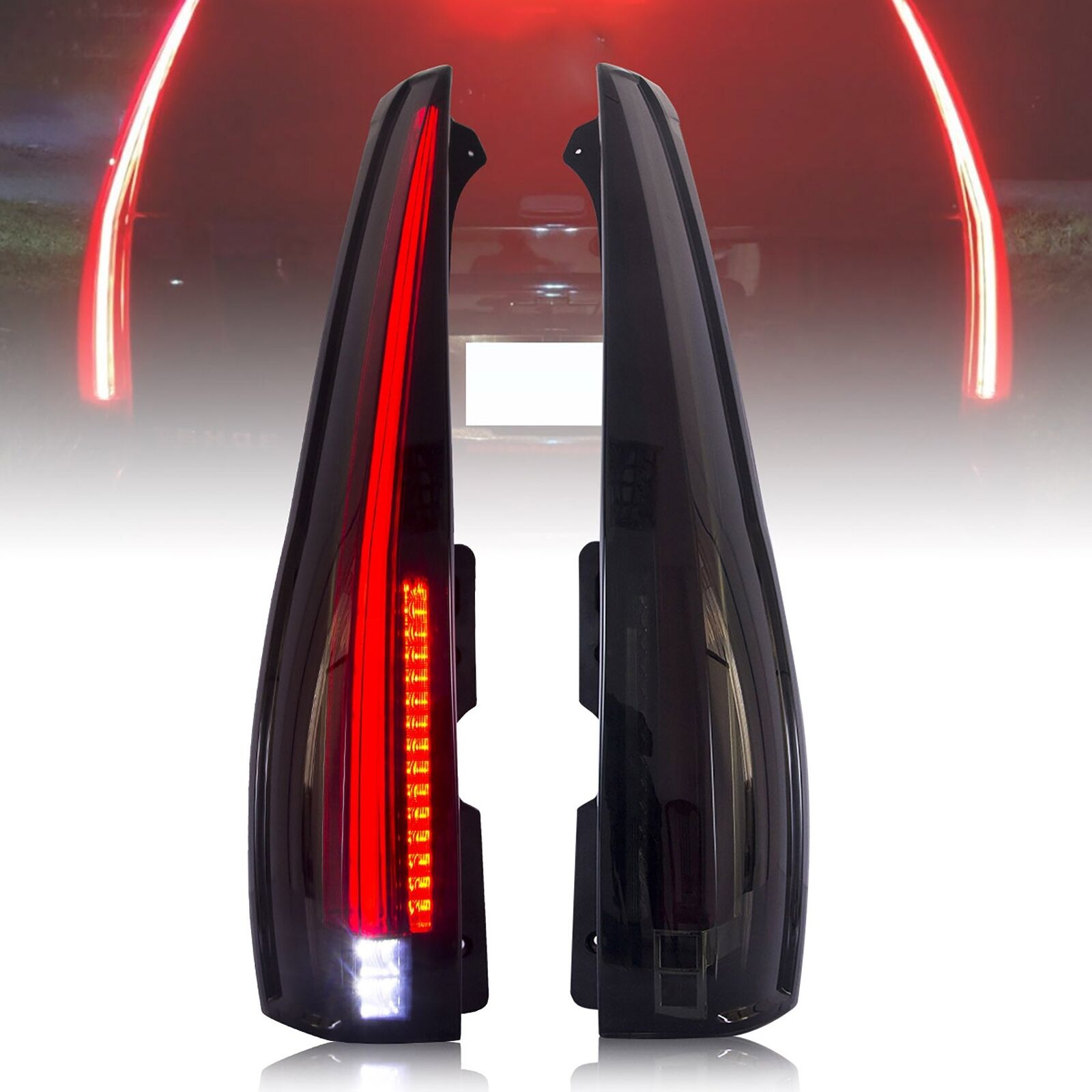 Tail Lights For 2007-2014 Cadillac Escalade / ESV Smoke Lens Full LED Rear Lamp