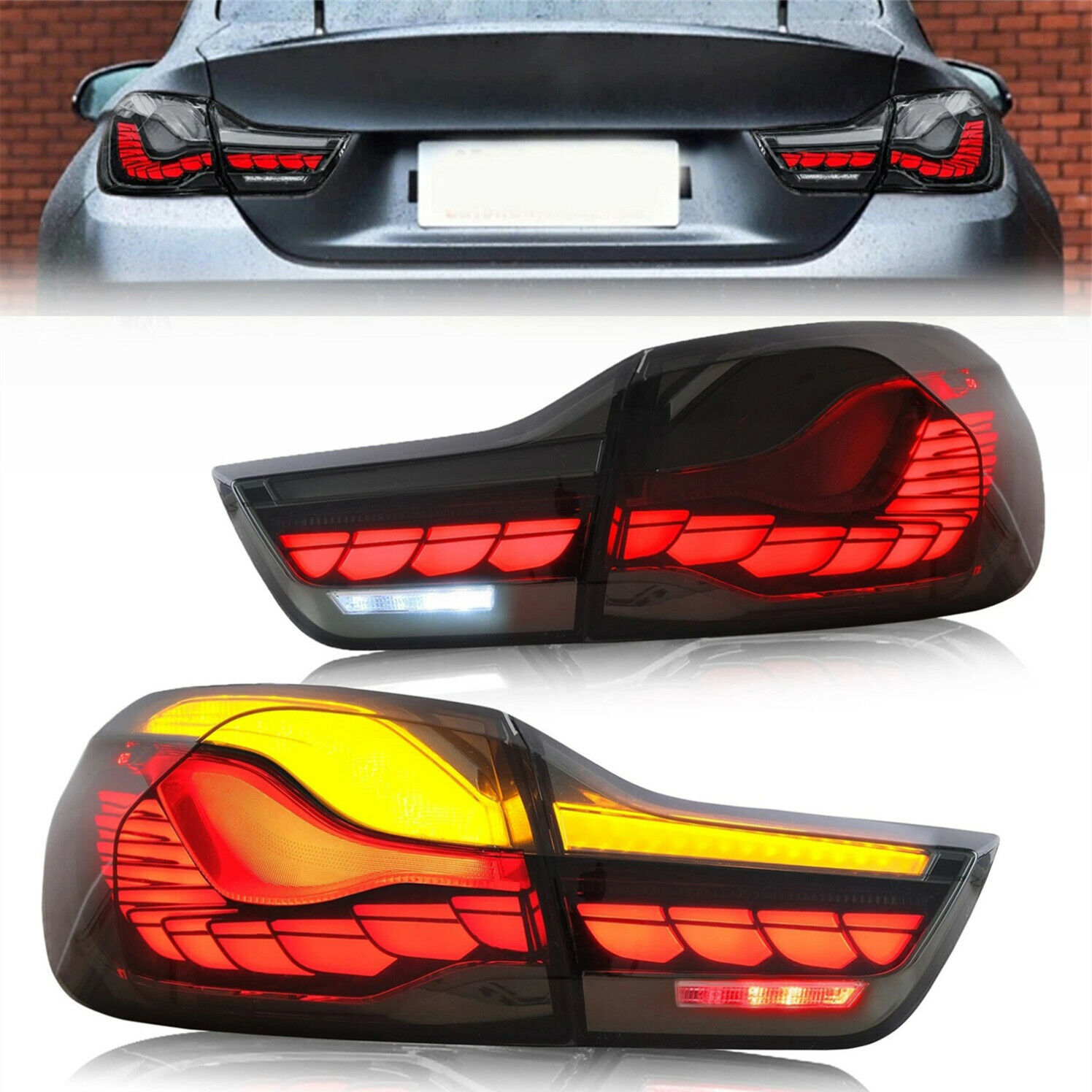 VLAND GTS OLED STYLE Smoked Tail Lights For 14-20 BMW F32 F33 F36 F82 F83 A Pair
