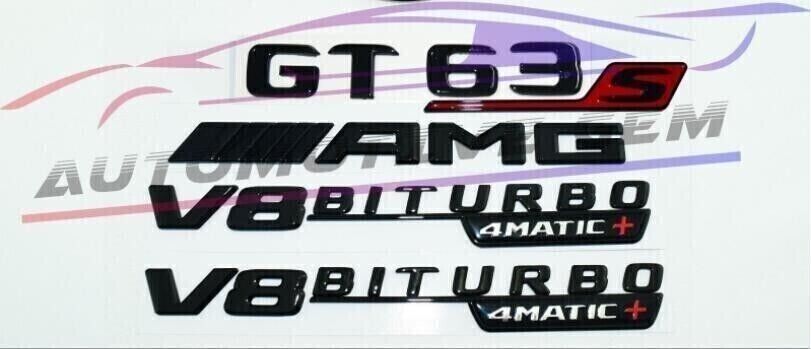 GT63S AMG V8 BITURBO 4MATIC+Emblem glossy Black Badge Combo Set Mercede