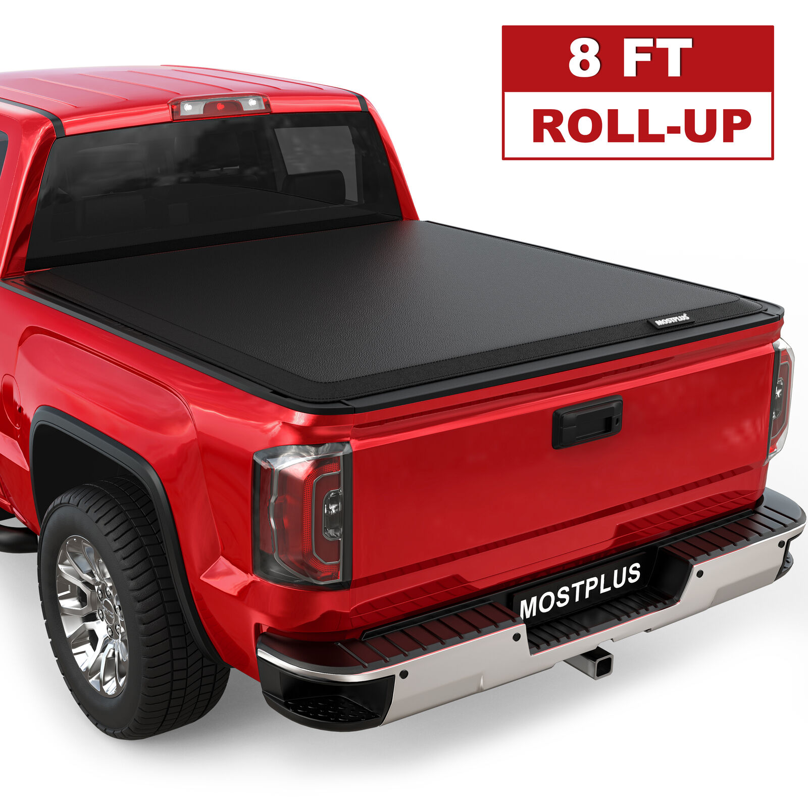 8FT Roll Up Long Bed Tonneau Cover For 2014-2018 Chevy Silverado GMC Sierra 1500