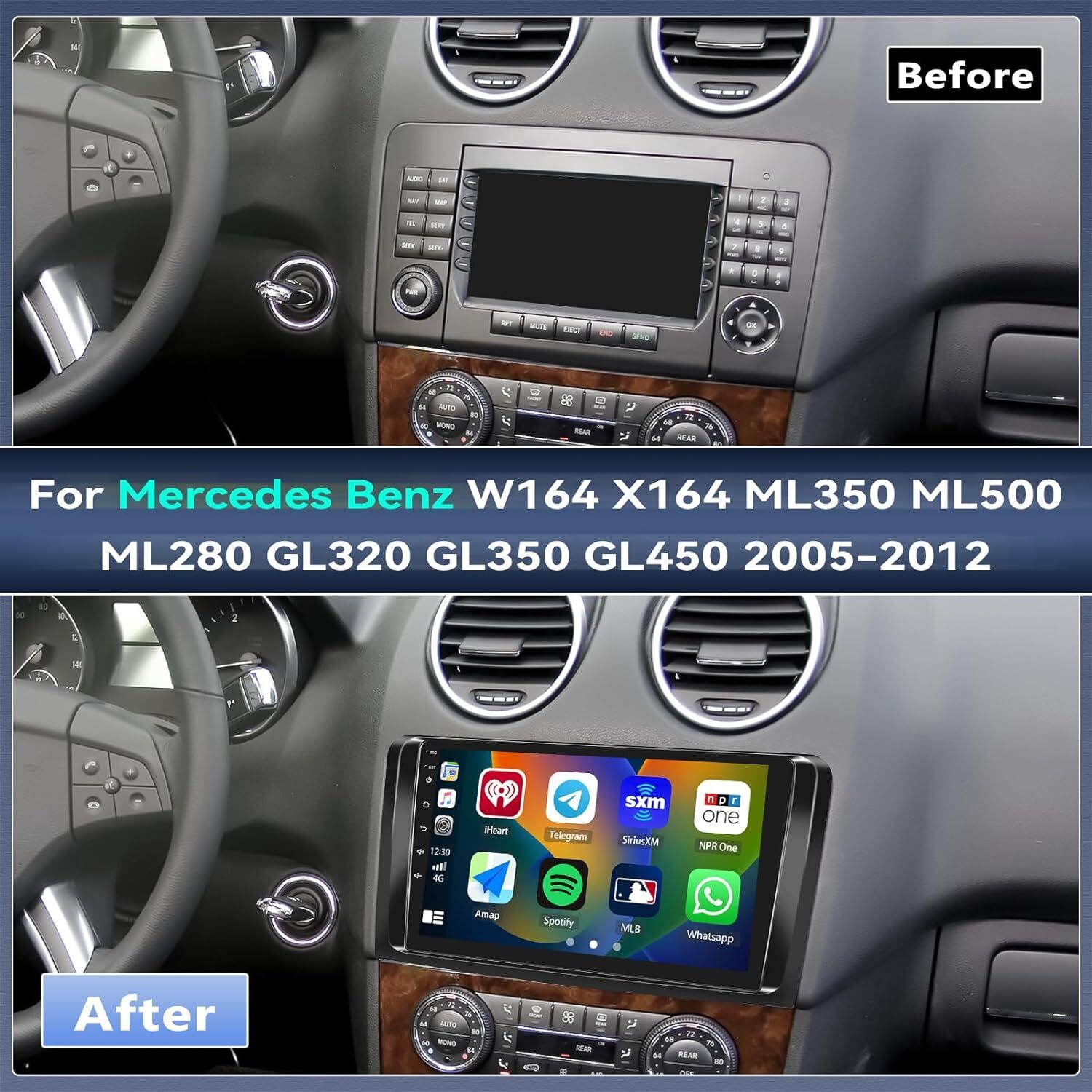 For Mercedes Benz W164 ML500 GL350 GL450 Android 13 Carplay Car Stereo Radio GPS