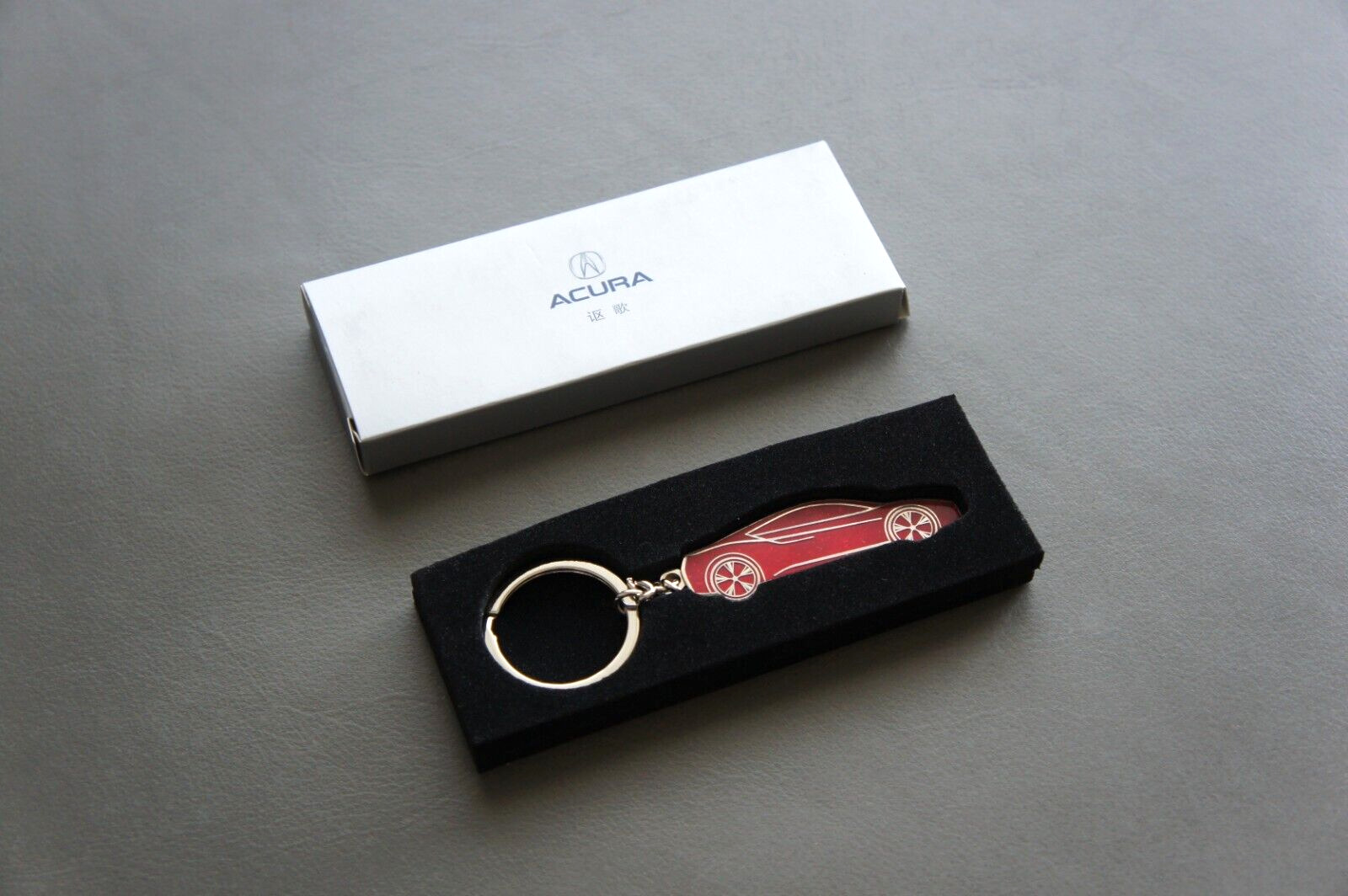 Genuine Acura NSX Concept Racing Red & Silver Stainless Steel keychain Key Ring