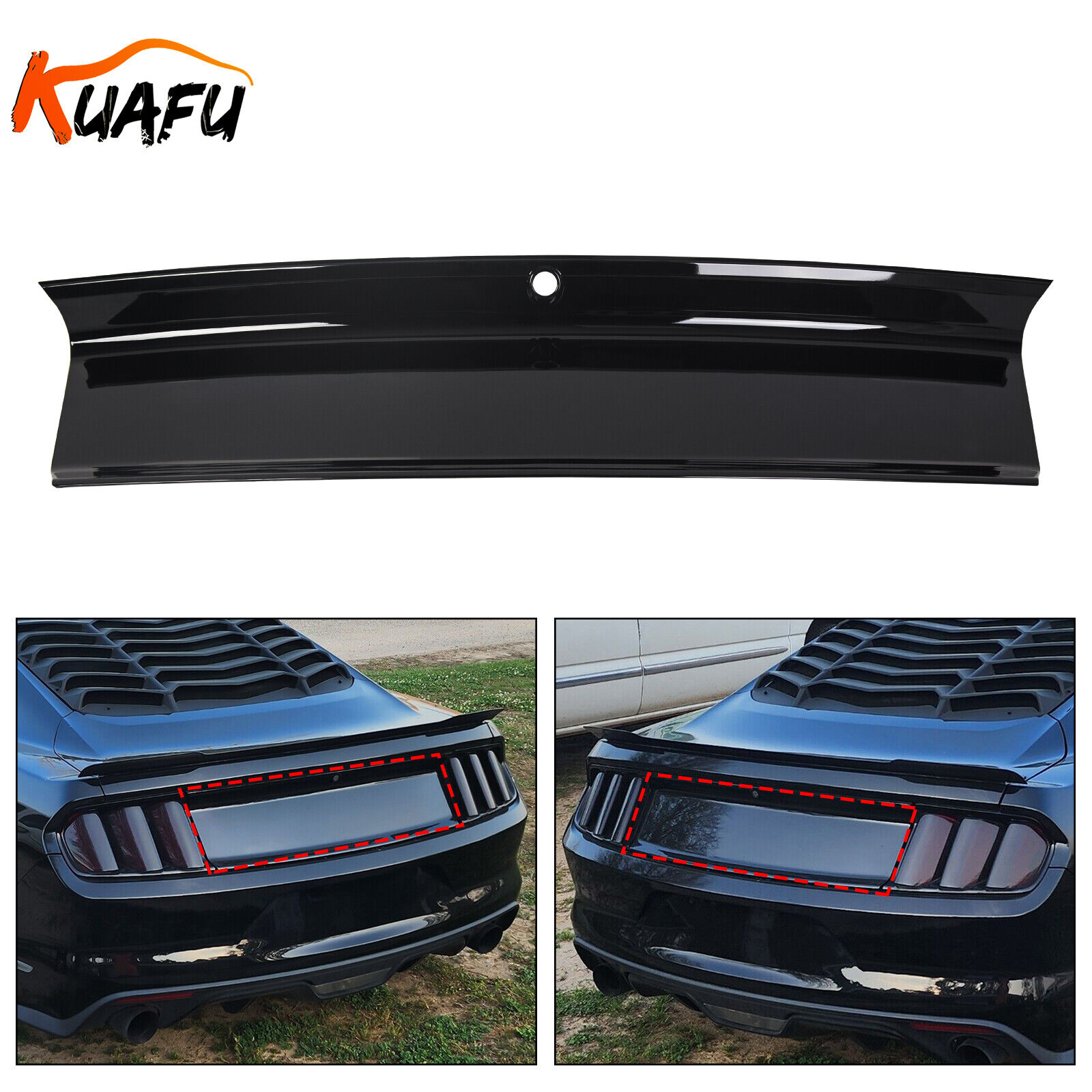 Rear Glossy Black Trunk Panel Decklid Trim Cover For 2015-2023 Ford Mustang GT