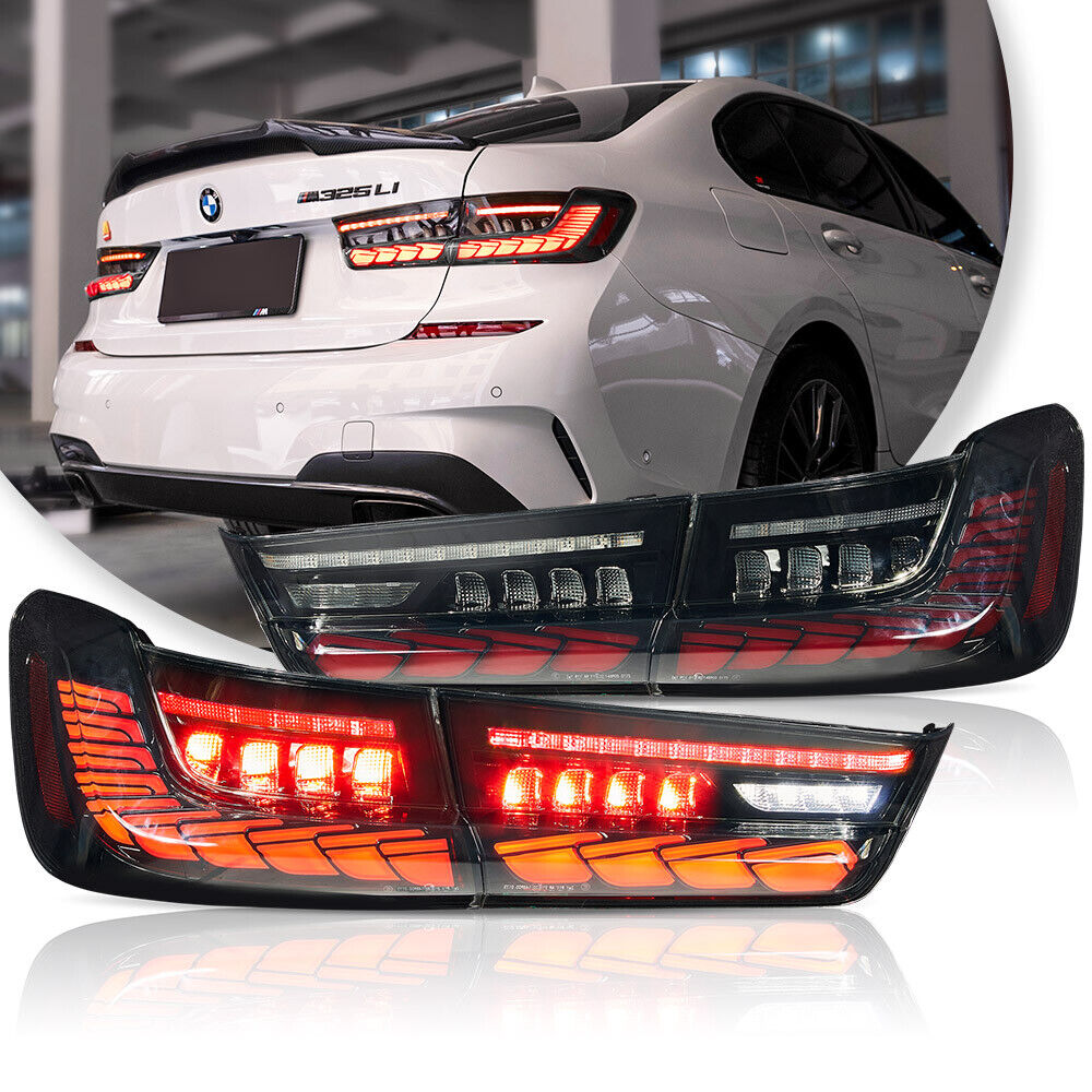 VLAND GTS SMOKED LED Tail Lights W/Animation For 19-22 BMW3 G20 G80 M3 330i 340i