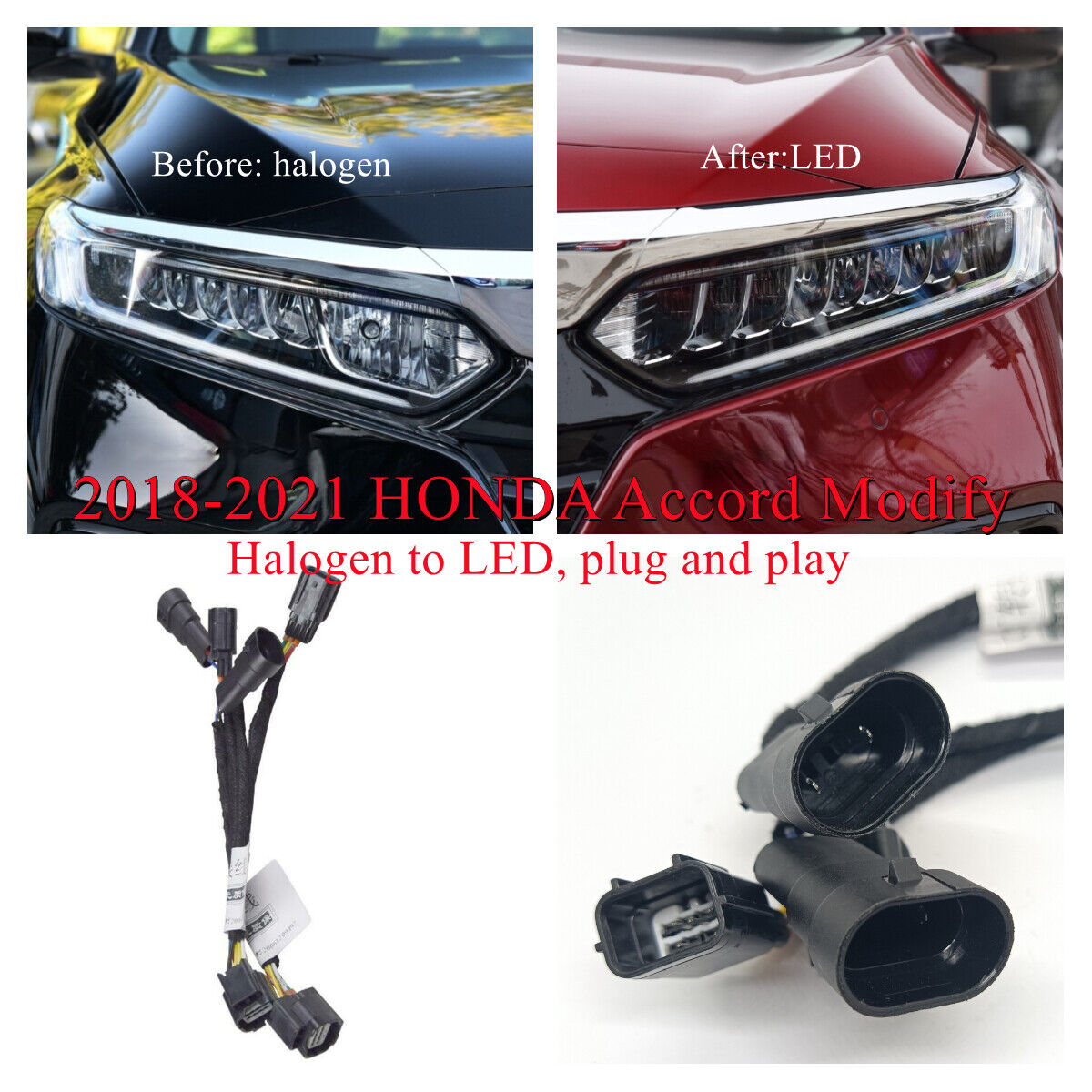 Adapter Wire For 2018 19 20 2021 HONDA ACCORD Headlight Modified Halogen to led