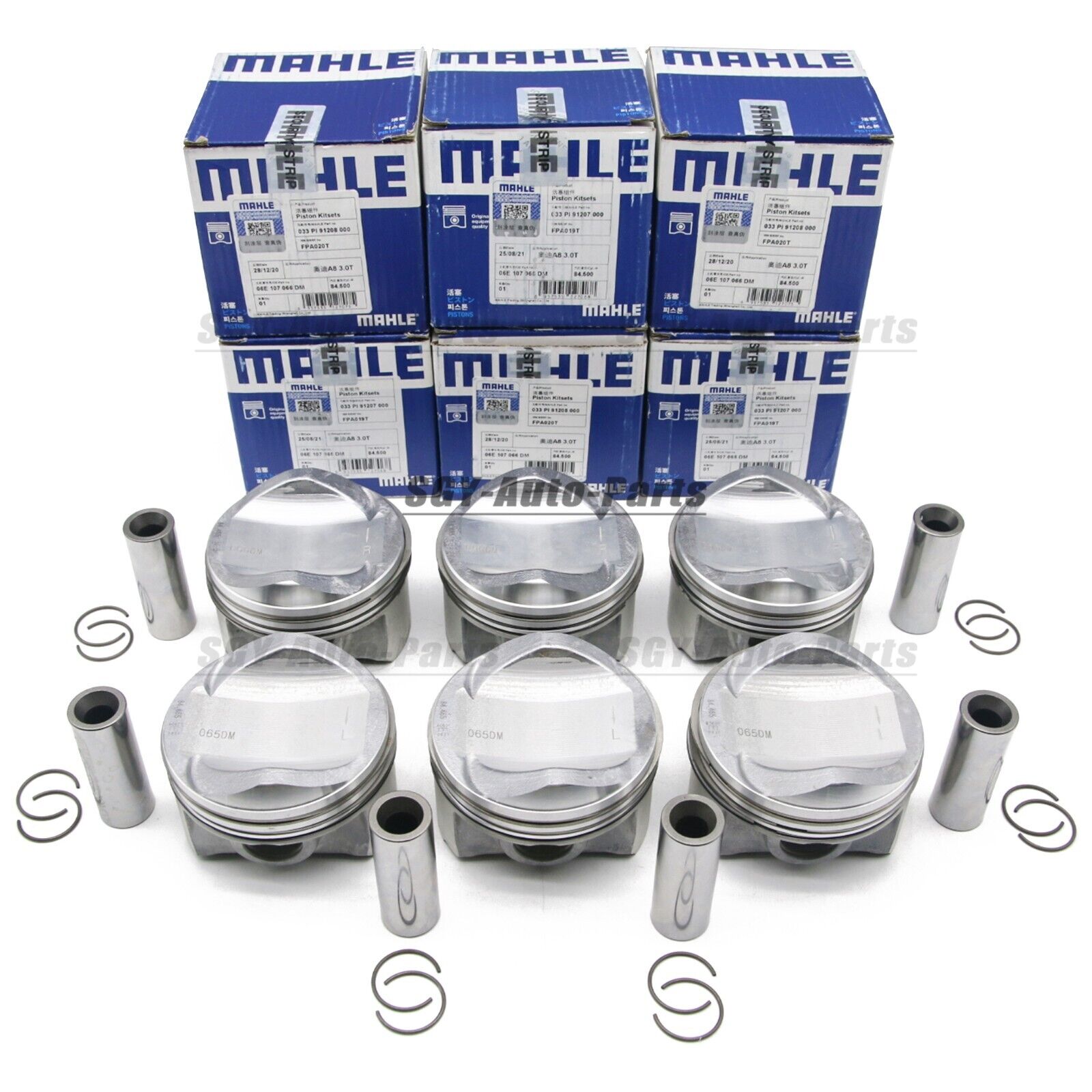 OEM MAHLE 6x Pistons & Rings Set Φ84.51mm For AUDI A4 A6 A8 Q5 Q7 S4 S5 3.0T