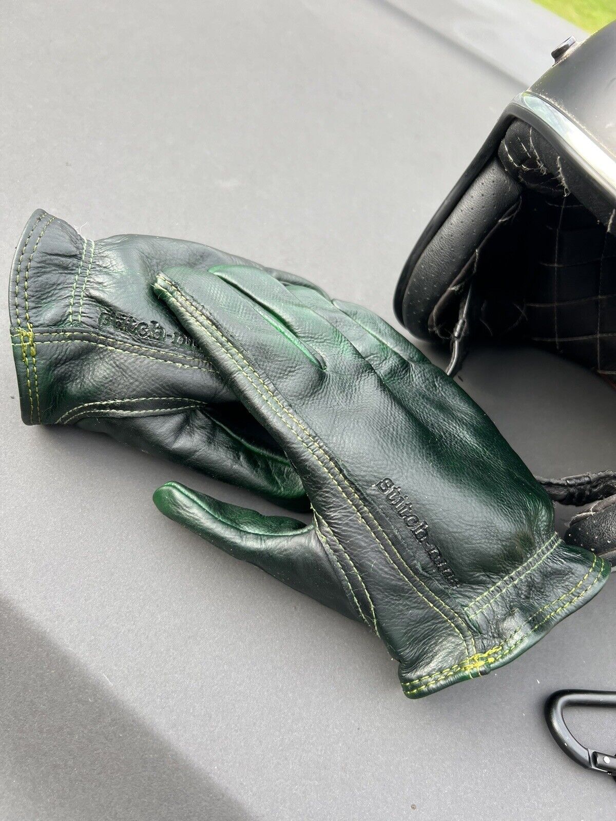Stitch nine  motorcycle gloves leather Distressed Cafe Chopper Bobber  work -MED