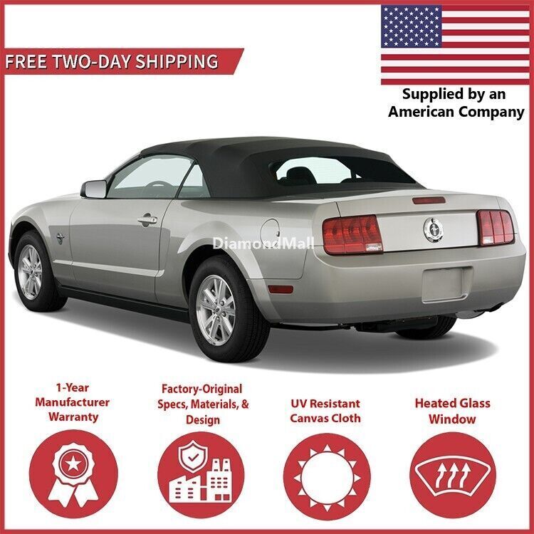 Convertible Soft Top 2005-2014 Ford Mustang DOT Heated Glass Window Canvas Cloth