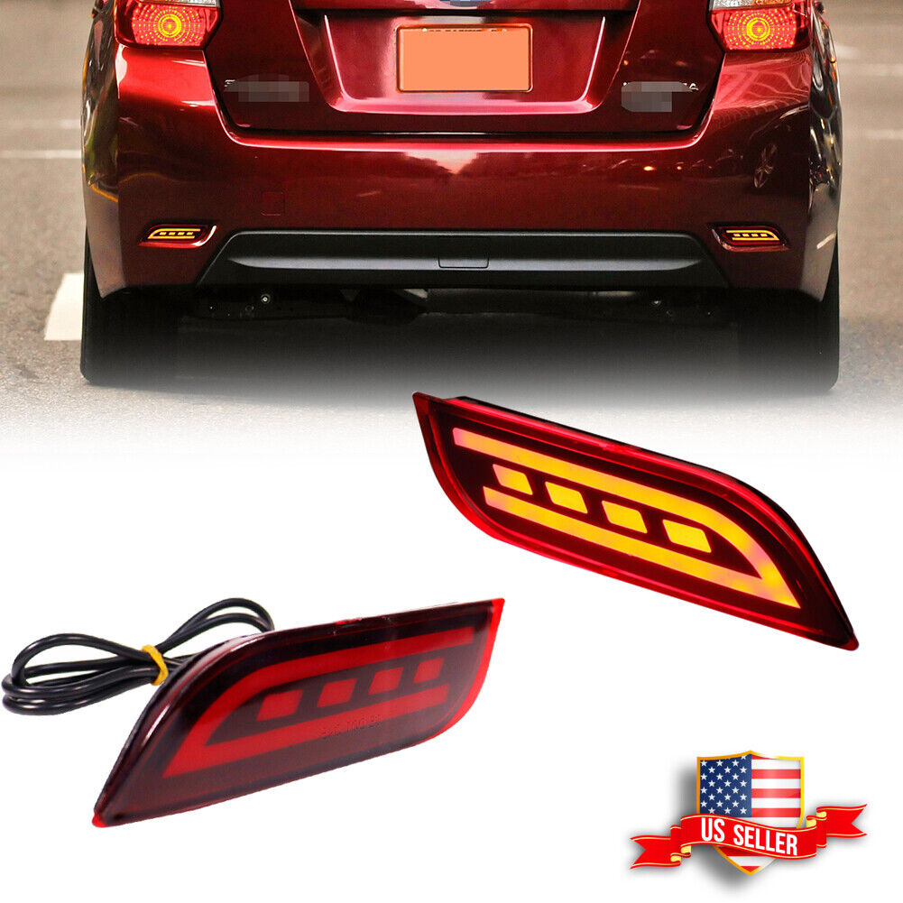 2PCS Red LED Rear Bumper Foglight Brake Tail Lights For 2008-up Subaru Impreza