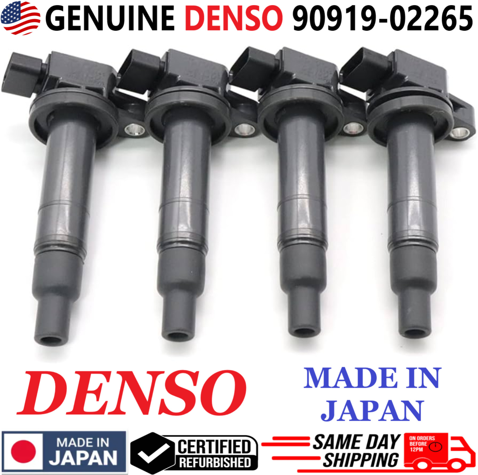 OEM GENUINE DENSO x4 Ignition Coils For 2000-2016 Toyota & Scion I4, 90919-02265