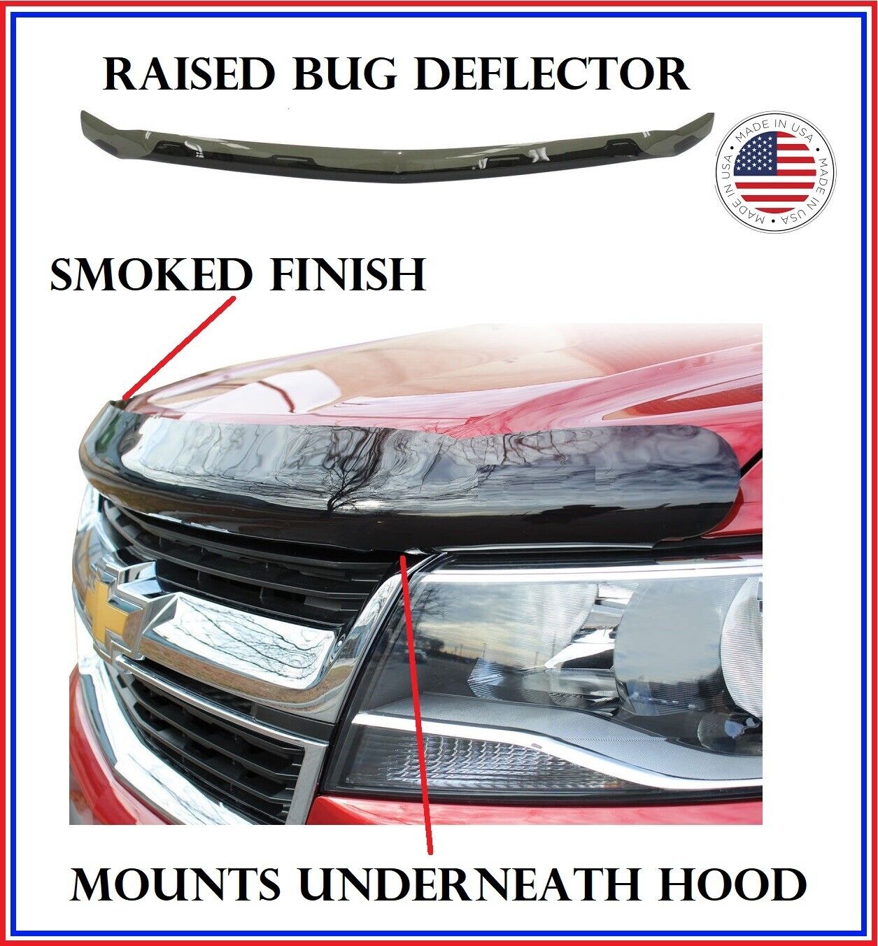 Fits Chrysler Pacifica 17-22 RAISED GUARD Smoked Bug Shield Hood Deflector 