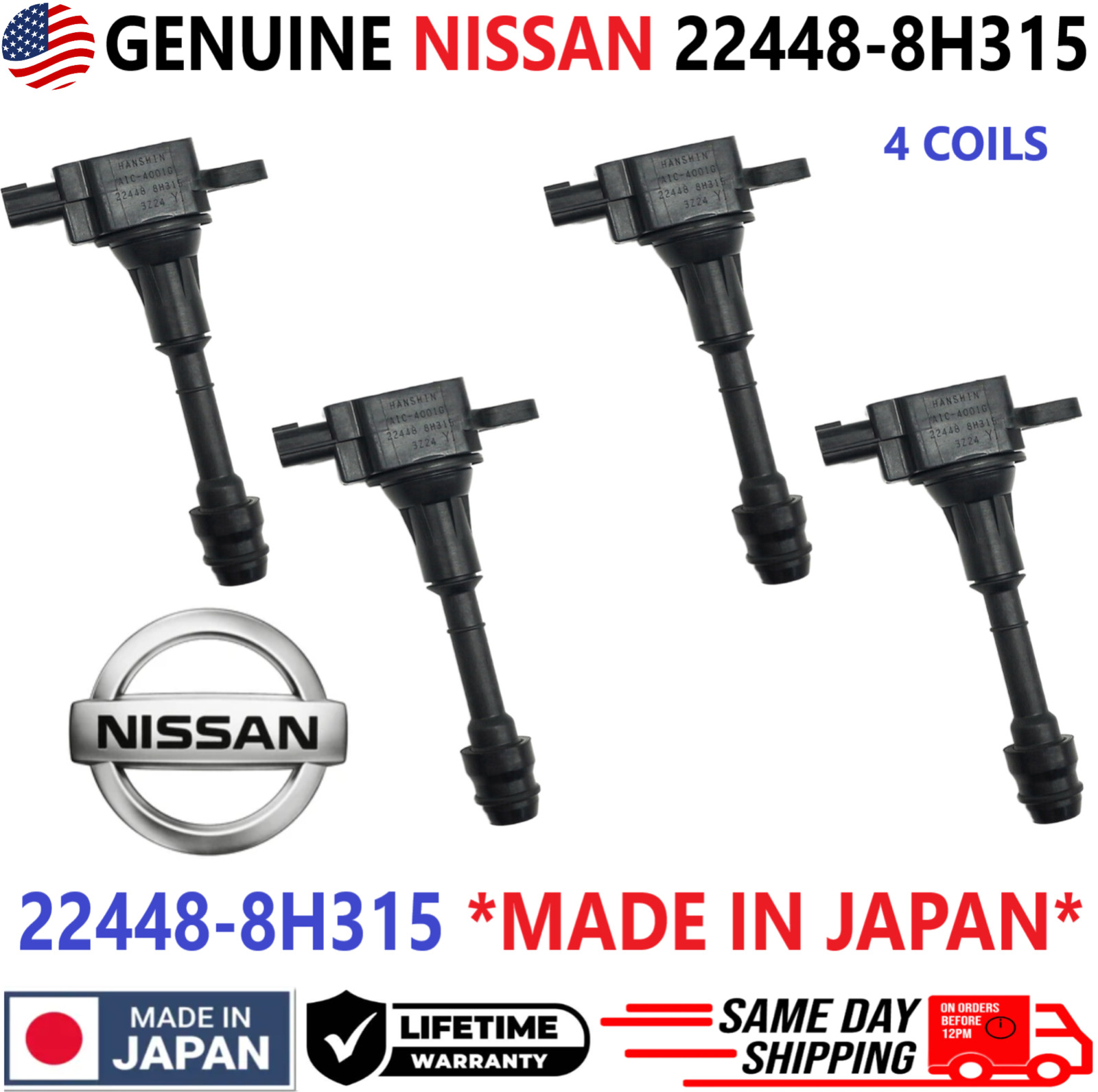 GENUINE Nissan Ignition Coils For 2002-2013 Nissan Altima Sentra X-Trail 2.5L I4