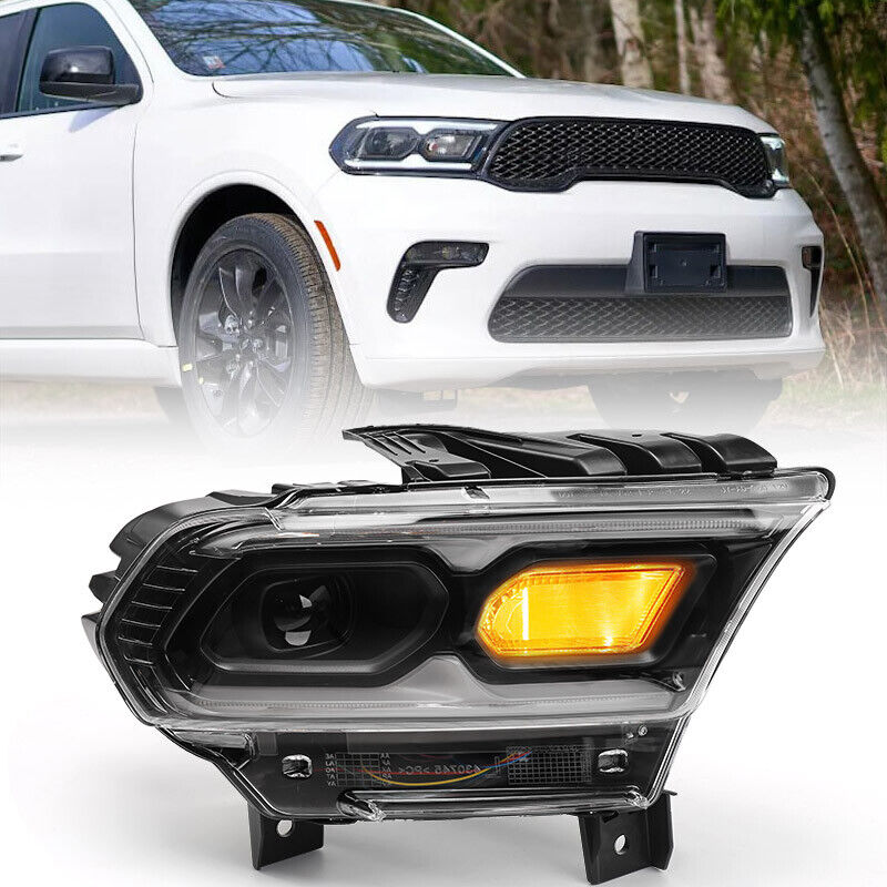 For 2021-2024 Dodge Durango Black LED Projector Headlight Lamp Passenger Right