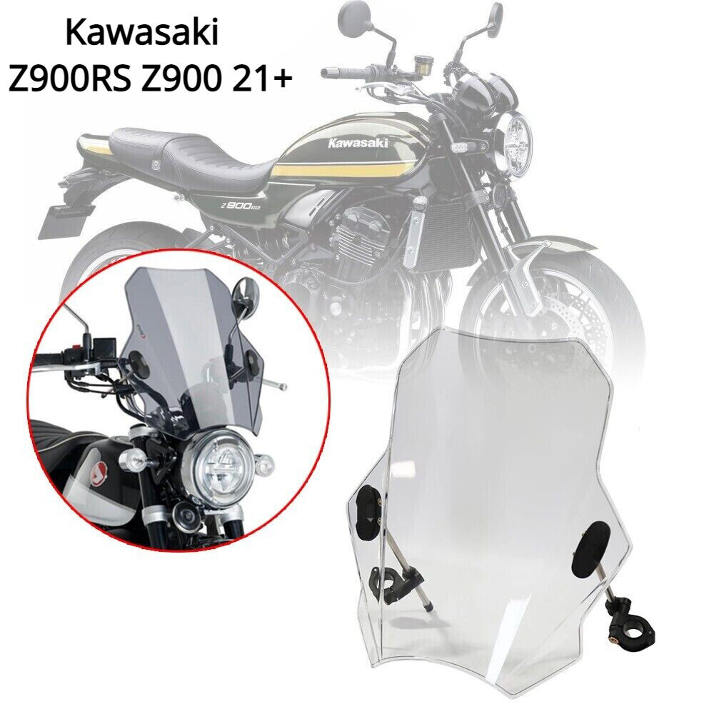 For Kawasaki Z900RS Z900 21- Motorcycle Windshield Glass Cover Screen Deflector