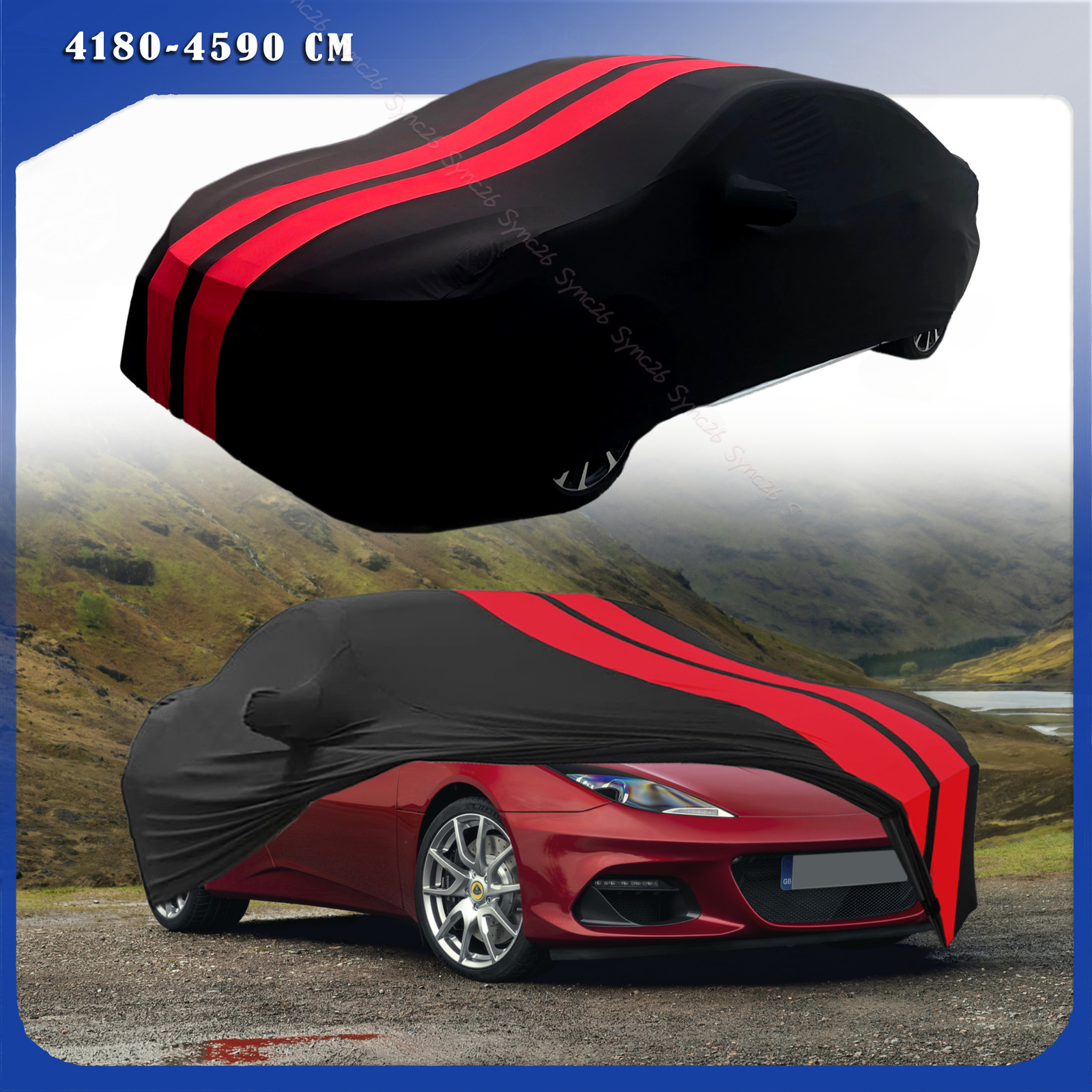 For Lotus NYO Evora Red/Black Full Car Cover Satin Stretch Indoor Dust Proof A+