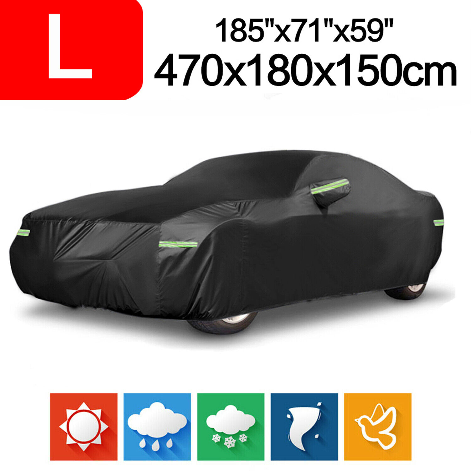 Large Full Car Cover Waterproof Rain Snow Dust Resistant Outdoor UV Protection