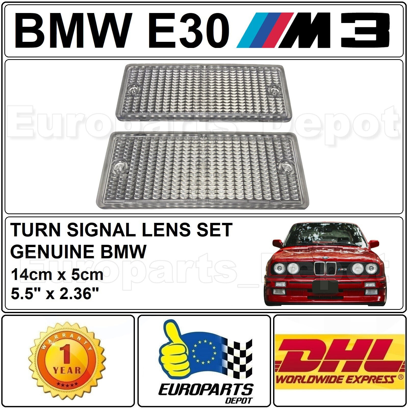 NOS BMW e30 M3 Turn signal Blinker Lens set Clear 63131386608