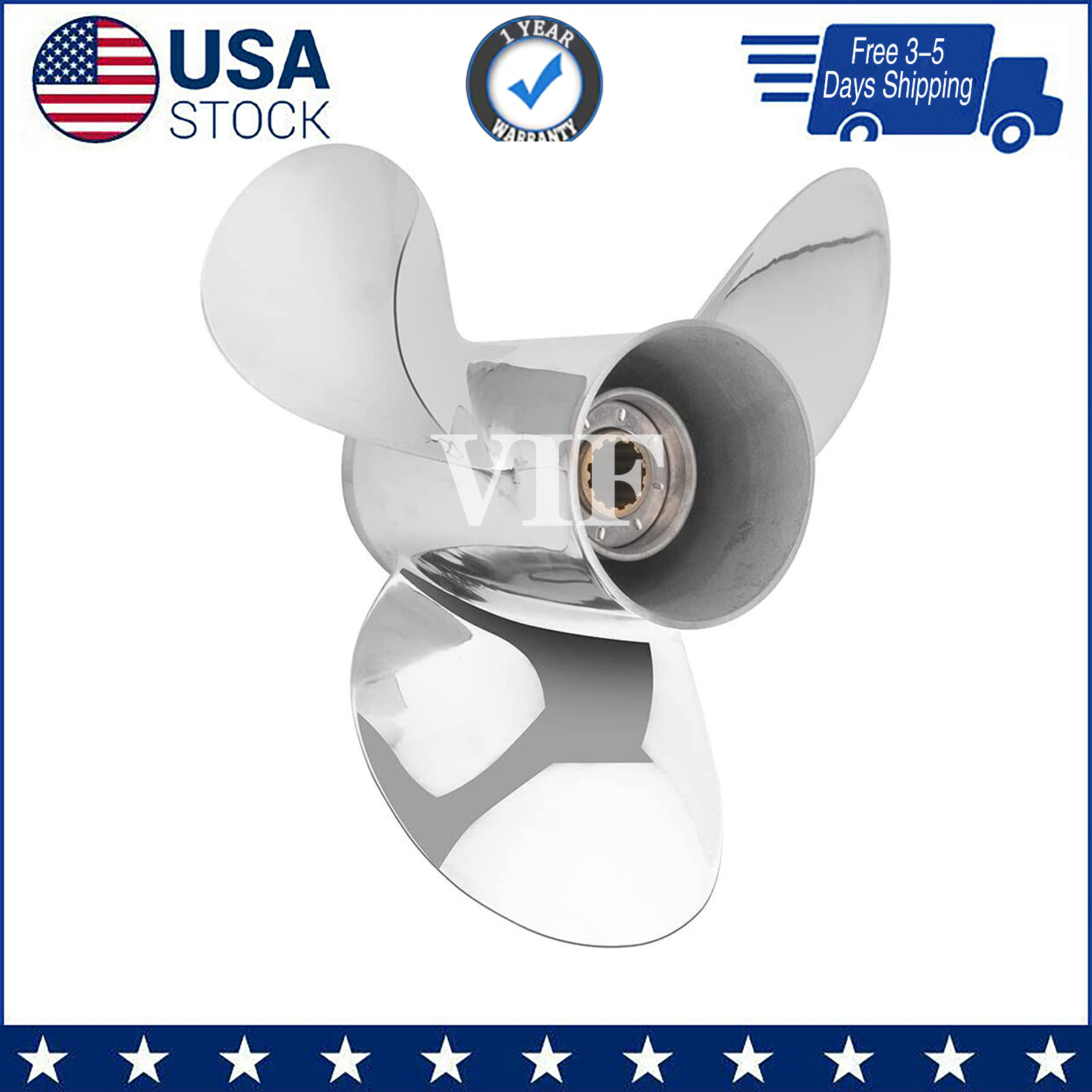 11 1/8 x 14 Stainless Outboard Propeller fit Yamaha Engines 40-60HP,13 Tooth,RH