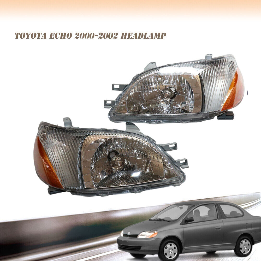 For 2000 2002 Toyota Echo Headlights Halogen Headlamps Pair Left+Right W/bulbs
