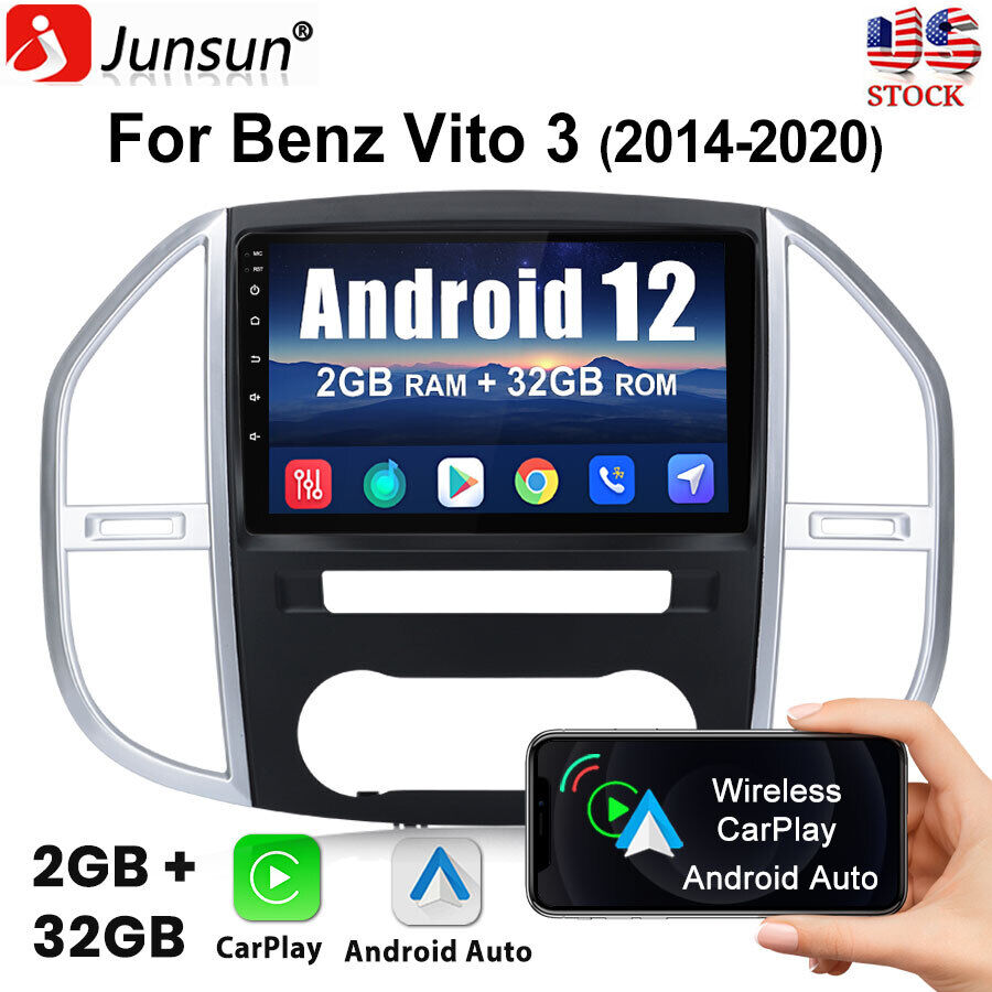 2+32G Android 12 CarPlay Car Stereo GPS For Mercedes Benz Metris Vito3 2014-2020