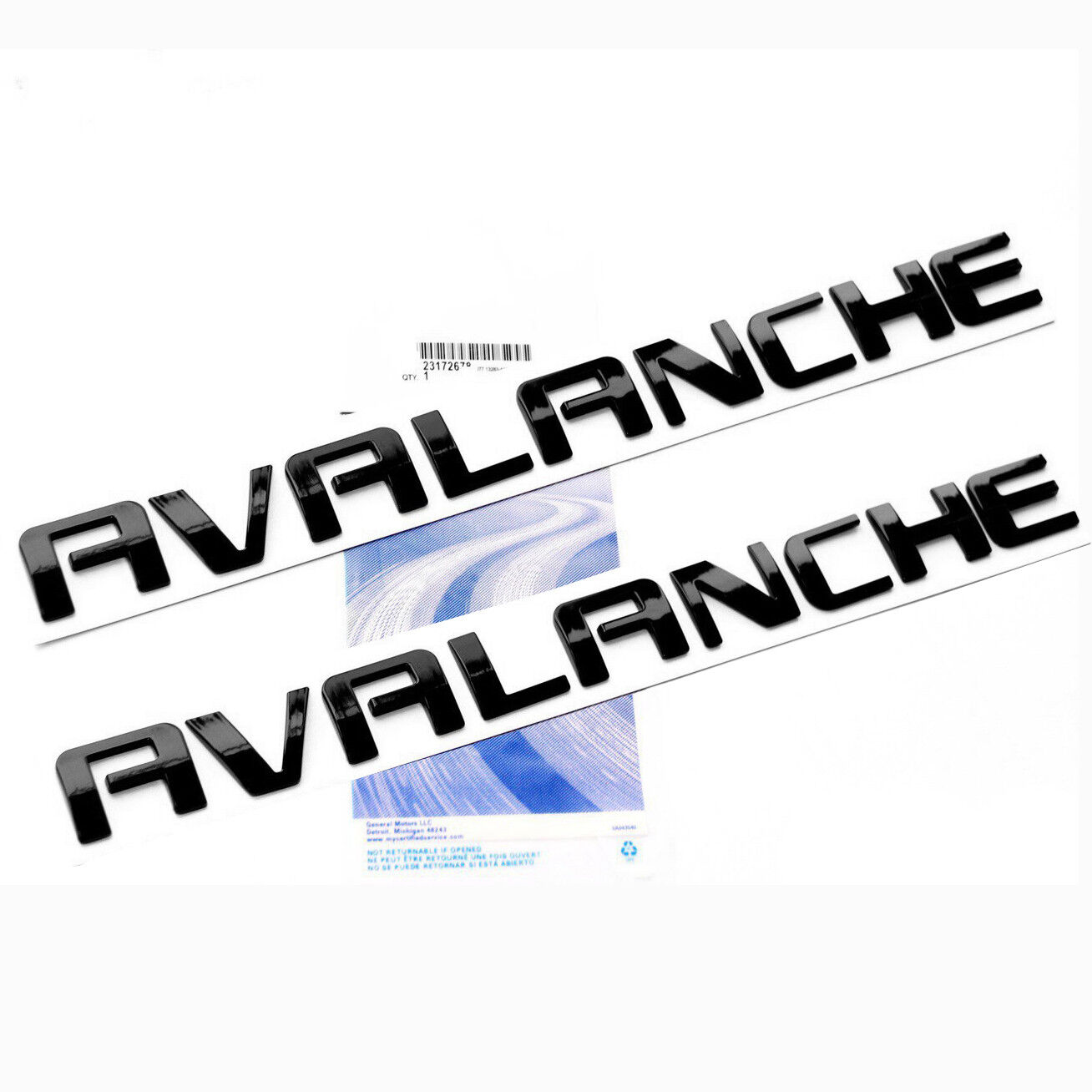 2x NEW Black AVALANCHE Nameplates EMBLEMS Letter for GM Chevrolet YU U