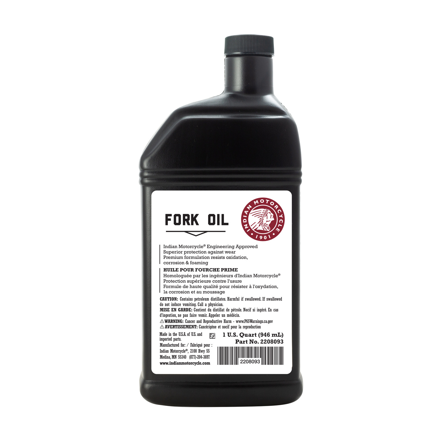 Indian Motorcycle Fork Oil, Type I for all Indian Motorcycles except Challenger