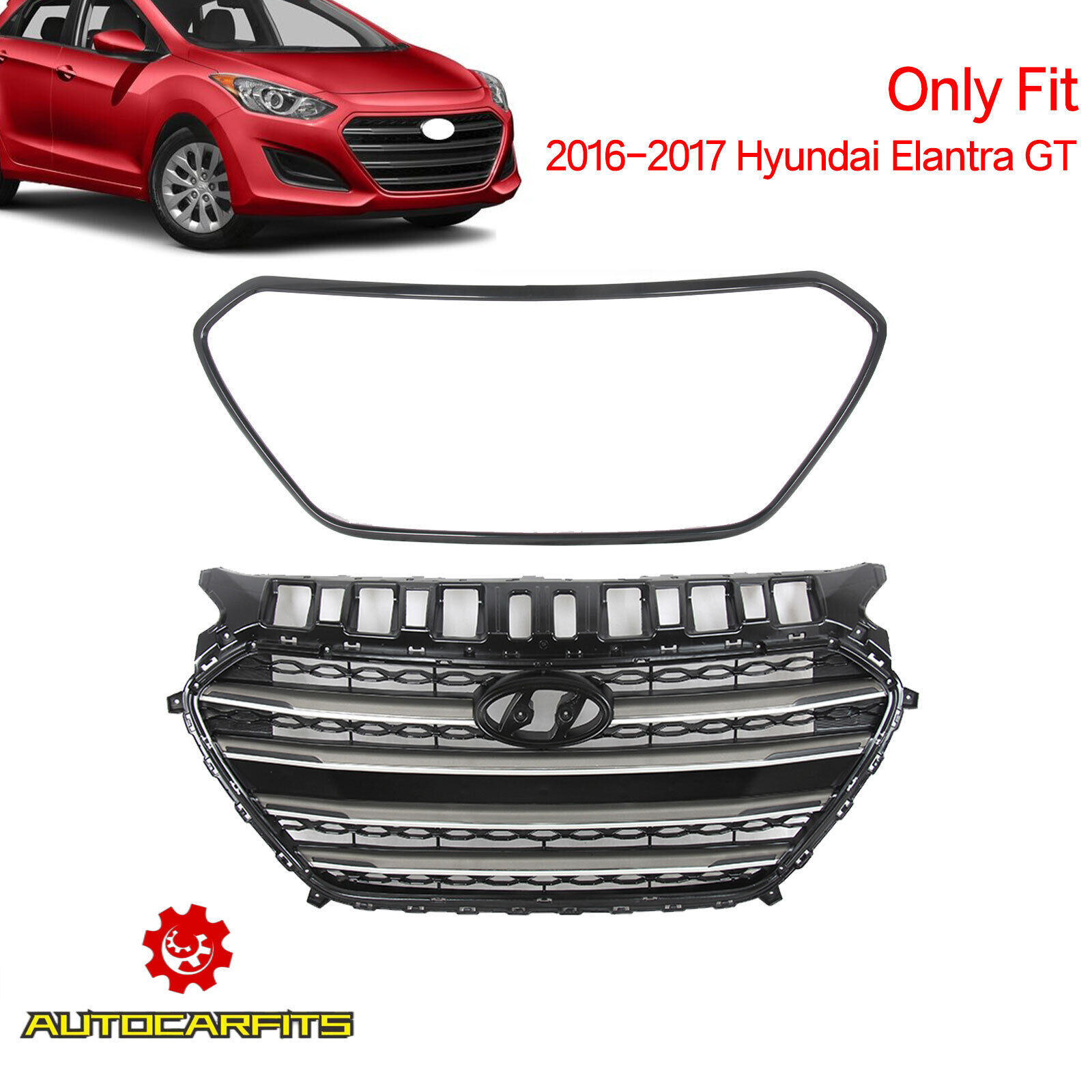 For 2016-2017 Hyundai Elantra GT Front Bumper Radiator Grille Assembly 2PCS