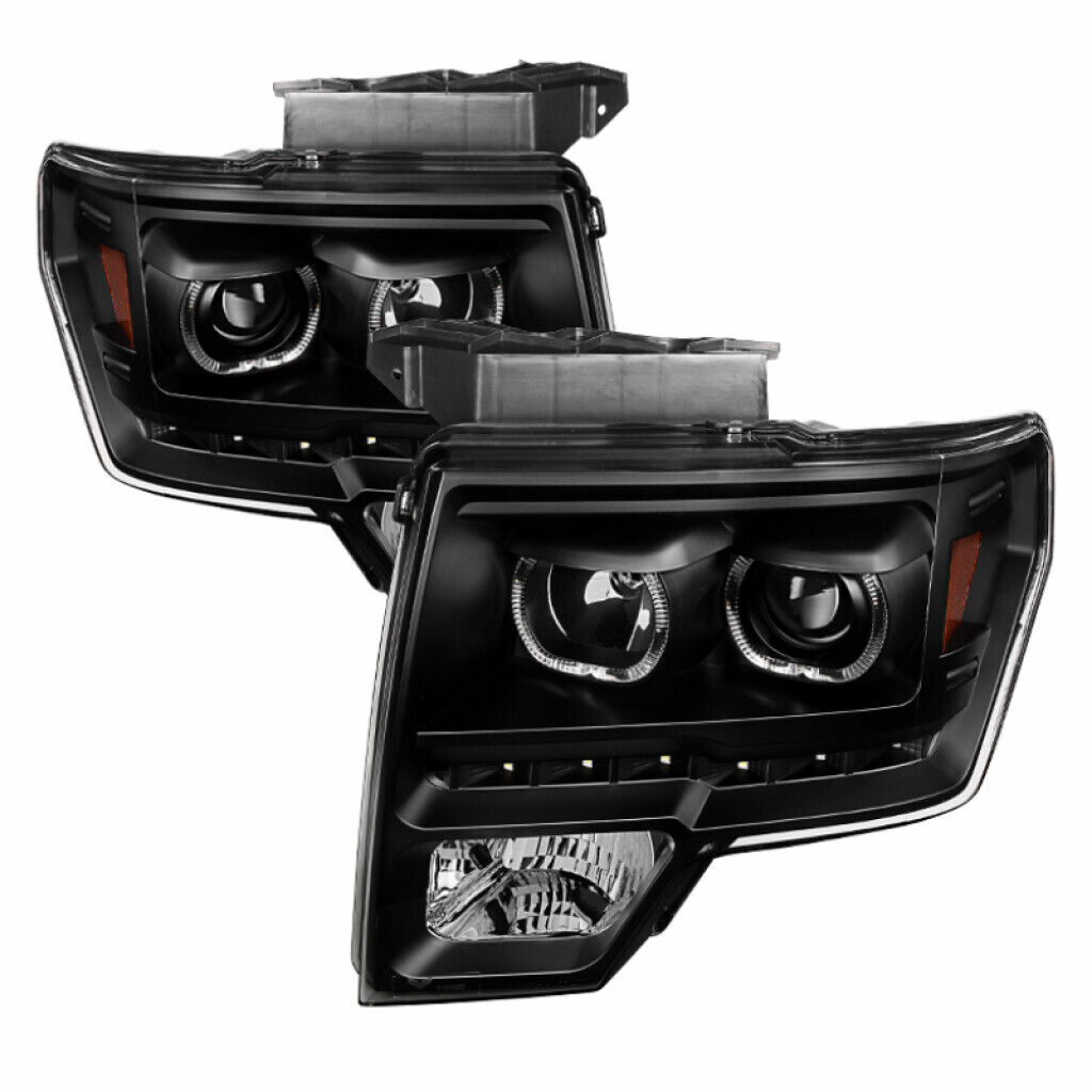 Xtune For Ford F150 2009-2014 Projector Headlights Pair Halogen Model Only Black