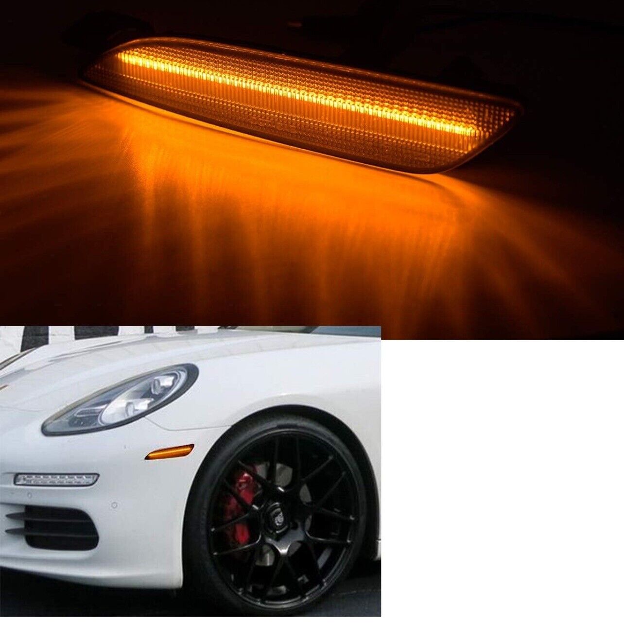 Full LED Smoke Side Marker Lights Lamp For 2014-2016 Porsche Panamera 970-Series
