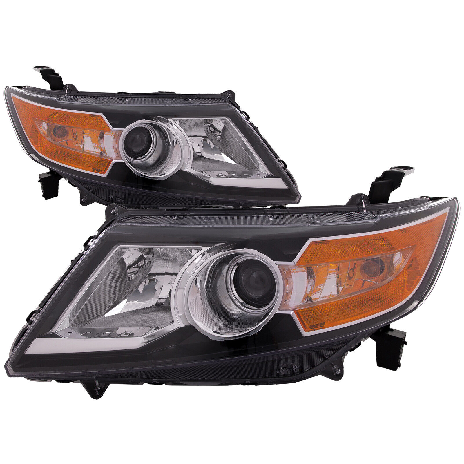 Headlights Set Halogen Black Left Right CAPA For 2014-2017 Honda Odyssey