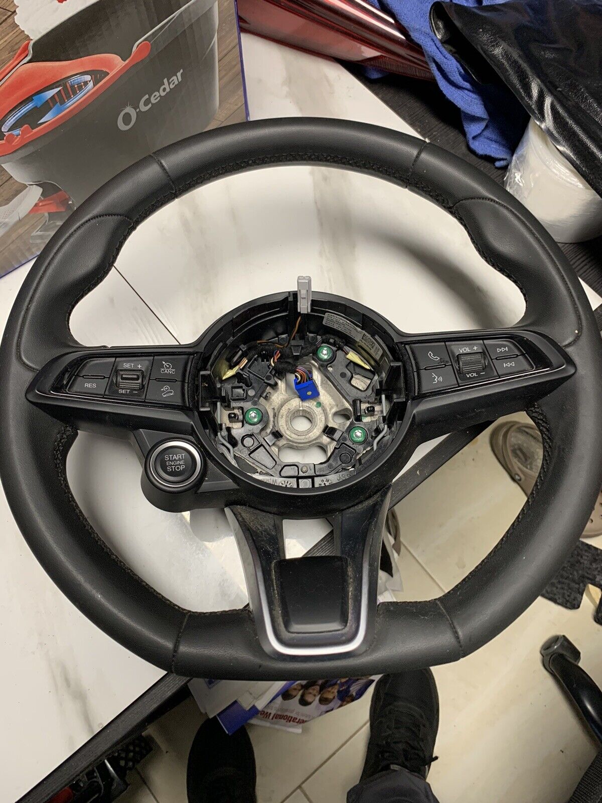 2018-2022 ALFA-ROMEO STELVIO Steering Wheel Black Leather w/adaptive cruise OEM