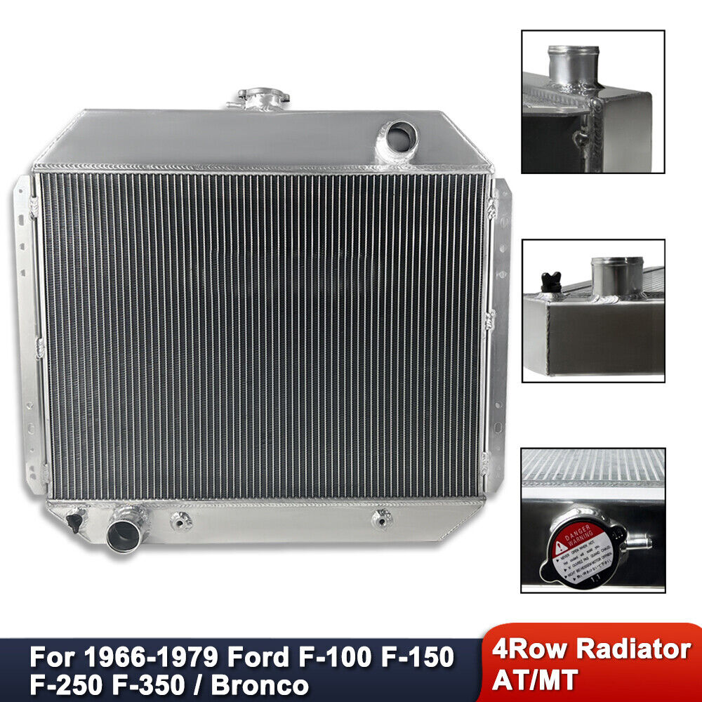 4 Rows Aluminum Radiator AT/MT For FORD F100 F150 F250 F350 Bronco Truck 1966-79