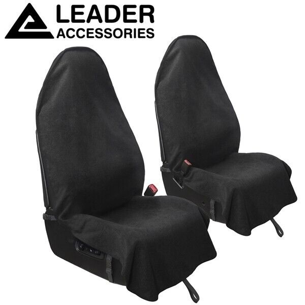 2Pcs Waterproof Towel Front Seat Cover Non-Slip Bucket Seat Dog  Protector-Black