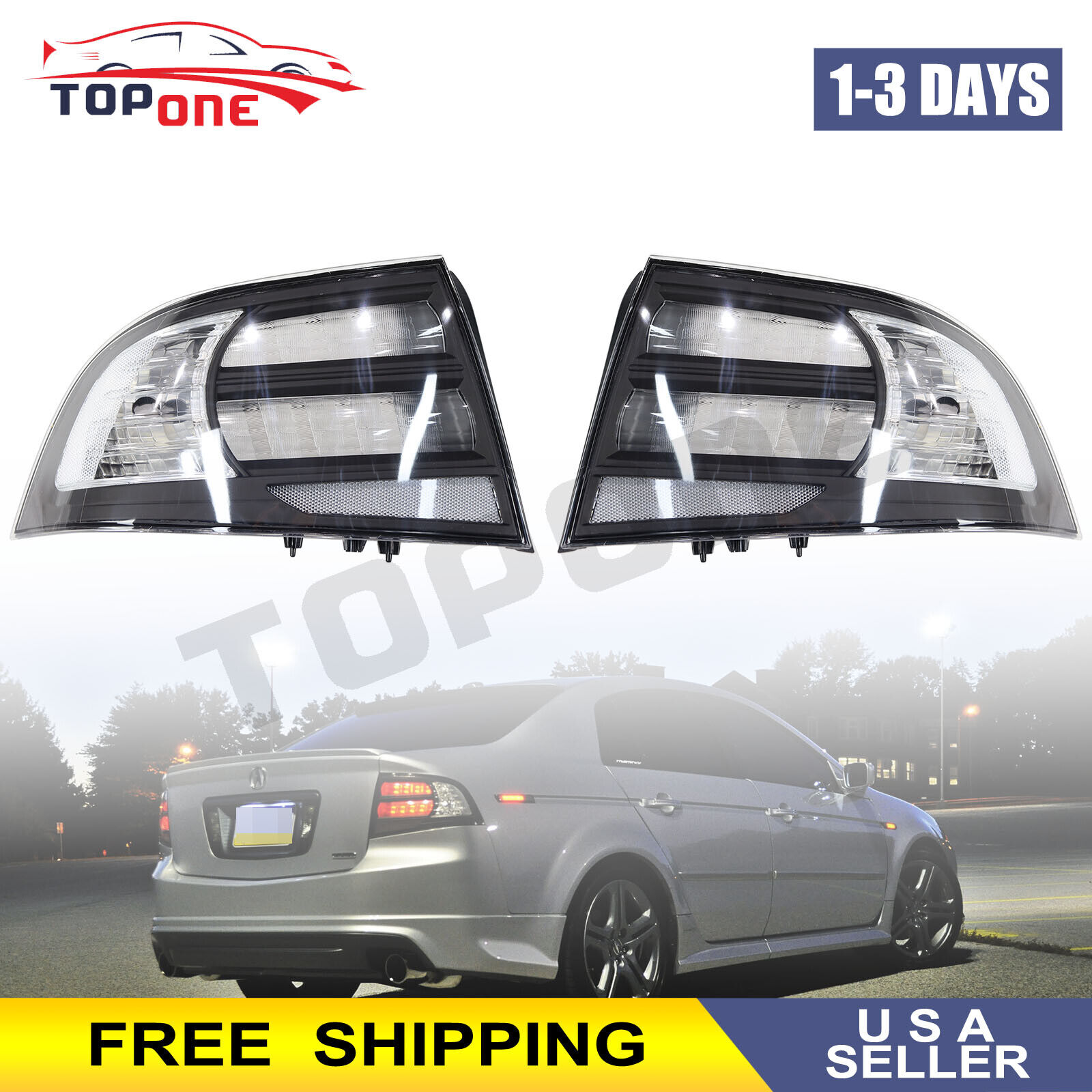 For 2004-2008 Acura TL Rear LH & RH Black Housing Clear Lens Tail Light Cover