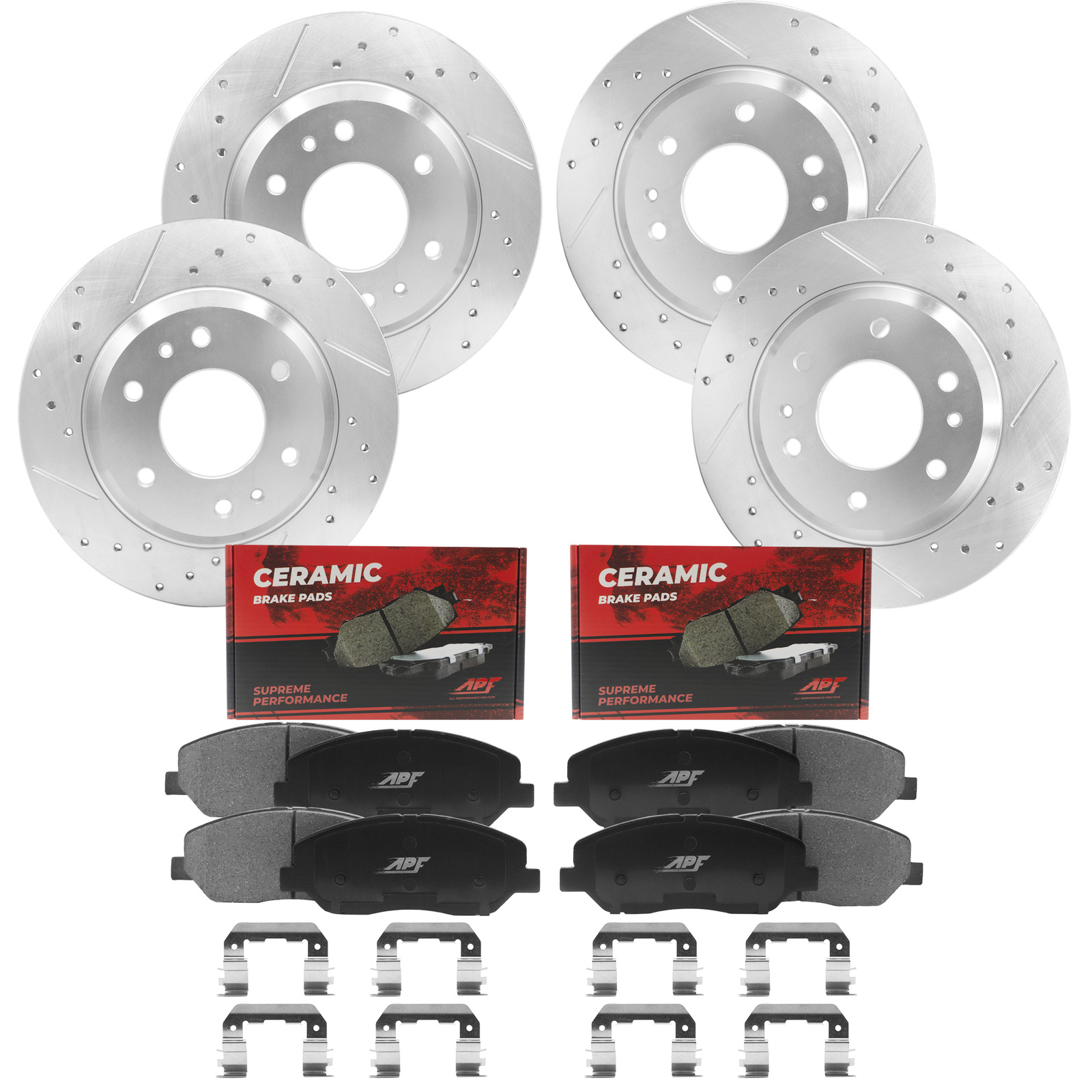 Front+Rear Drill/Slot Brake Rotors+Pads for Toyota Camry Lexus ES330 2002-2006