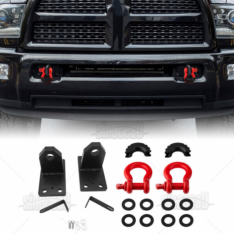 For (2010-2020) Dodge Ram 2500/3500 Front Tow Hooks & 3/4 D rings Kit 